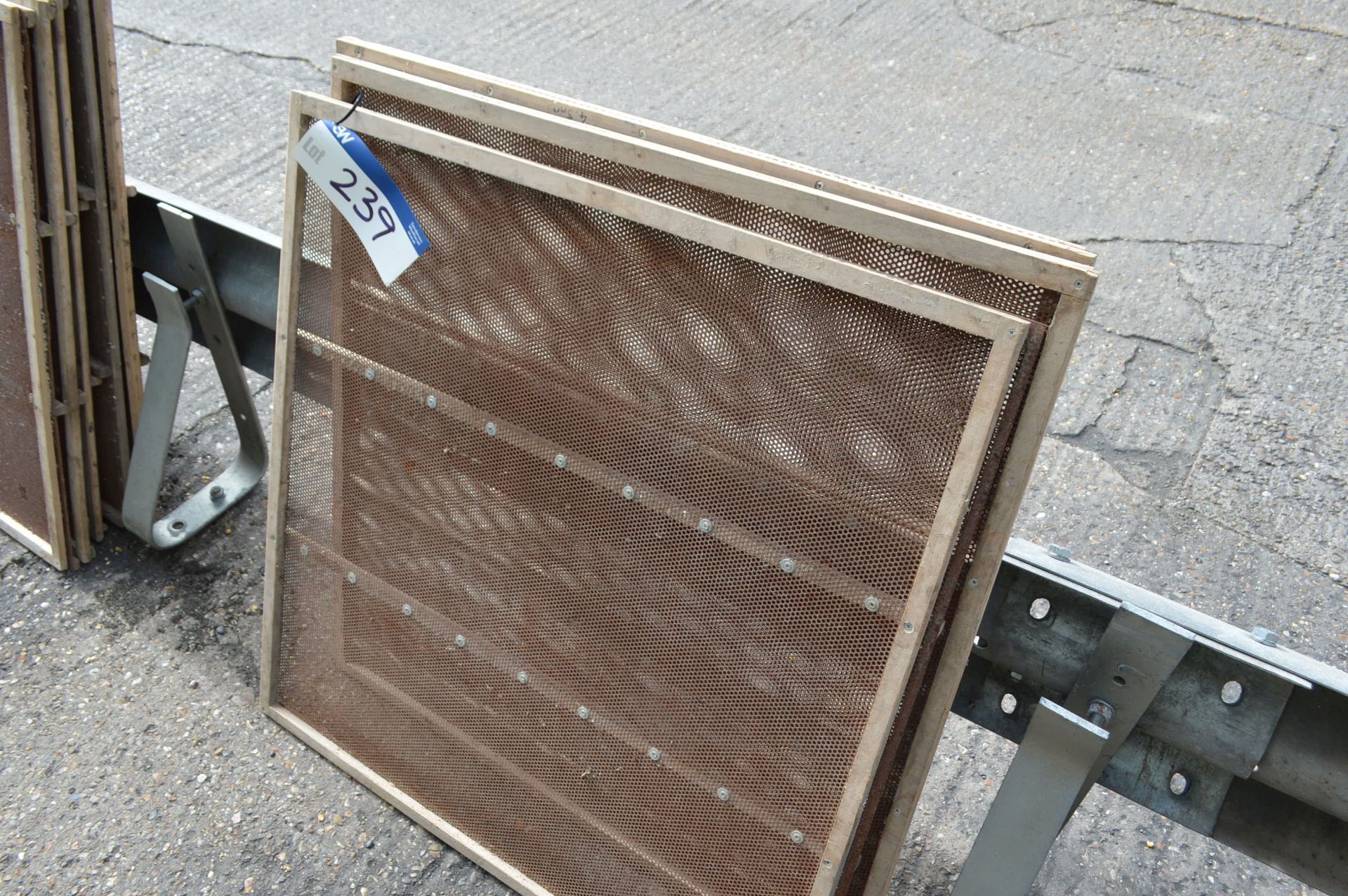 Three Timber Framed 4.5mm Perforated Screens, each