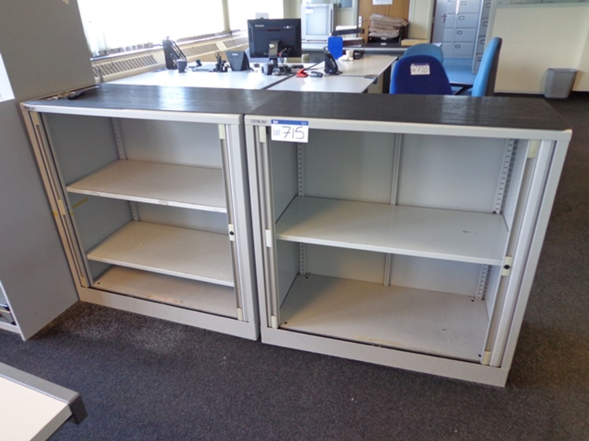 Two Bisley Tambour Fronted Cupboards