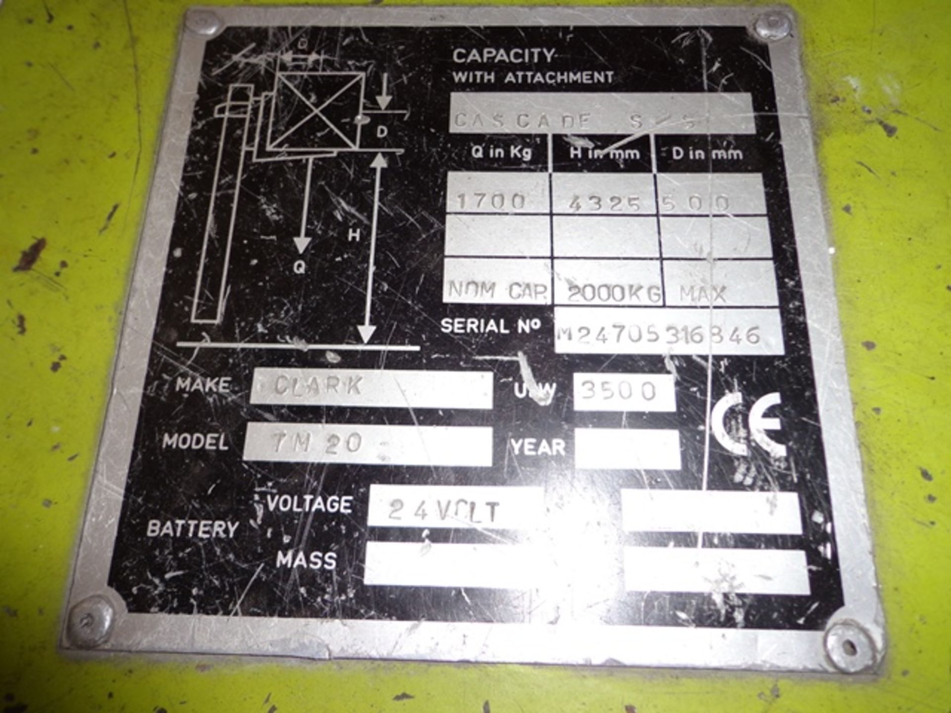 Clark – Cascade S/S Model TM20, 24v Electric Forklift Truck, 2860 hours, 2T max. cap., triple - Bild 5 aus 6