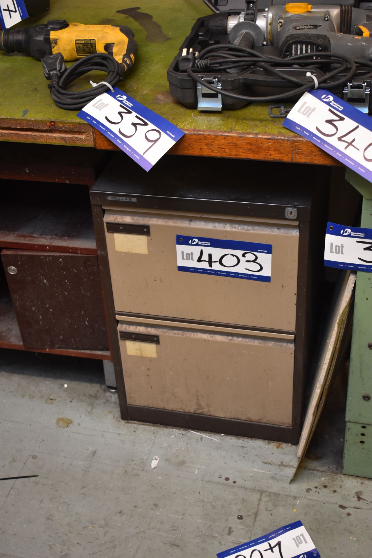 Two 2 Drawer Metal Filing Cabinets