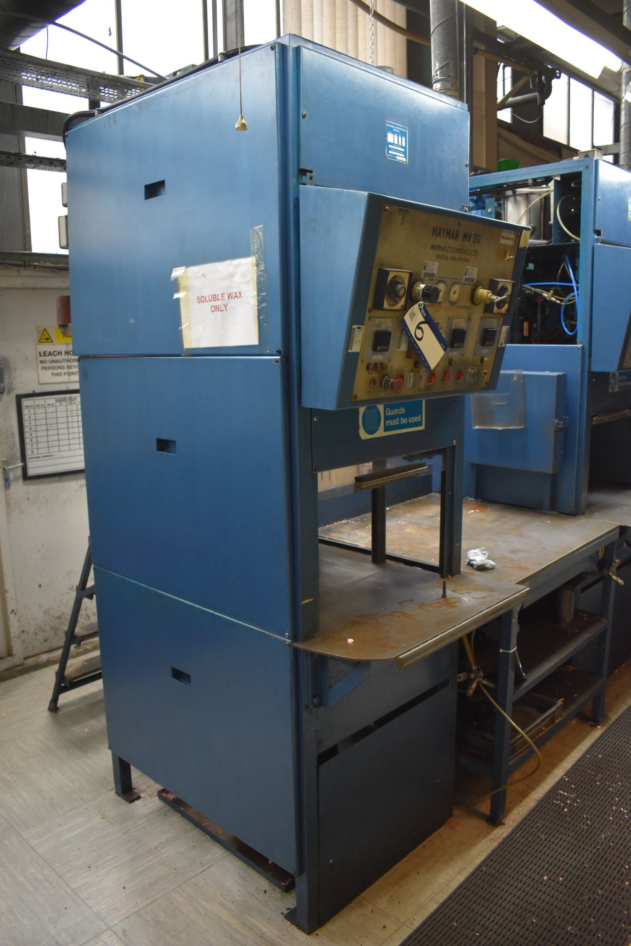 Maymar MV30 Top Injection Wax Machine, 5t Clamping Force, serial no. 85-238 (Please Note: Risk