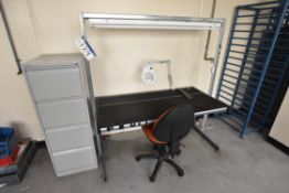 Workstation 1600 x 780 x 1730mm with Magnifier Lamp, Overhead Strip Light and Typist Chairs