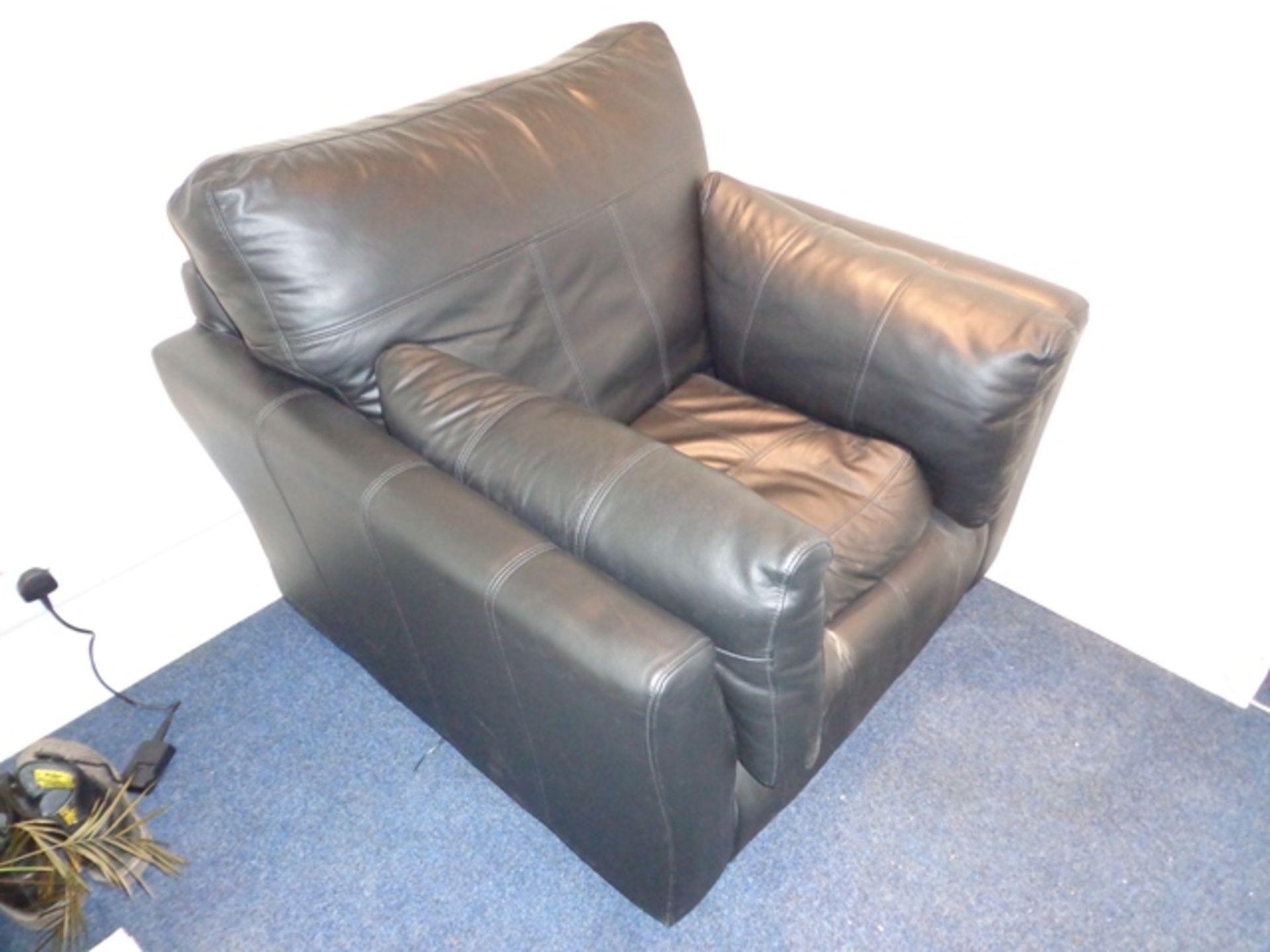 2 Leather Effect Armchairs and Small Side Table - Image 2 of 2