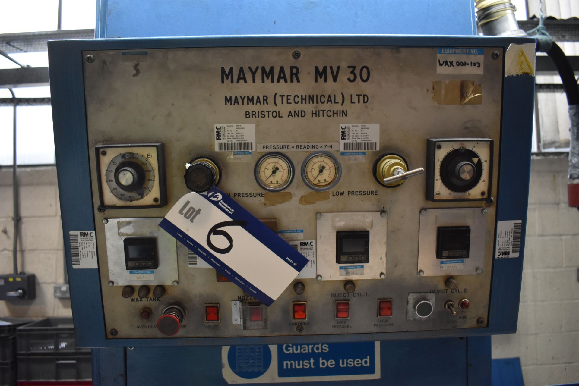 Maymar MV30 Top Injection Wax Machine, 5t Clamping Force, serial no. 85-238 (Please Note: Risk - Image 2 of 2