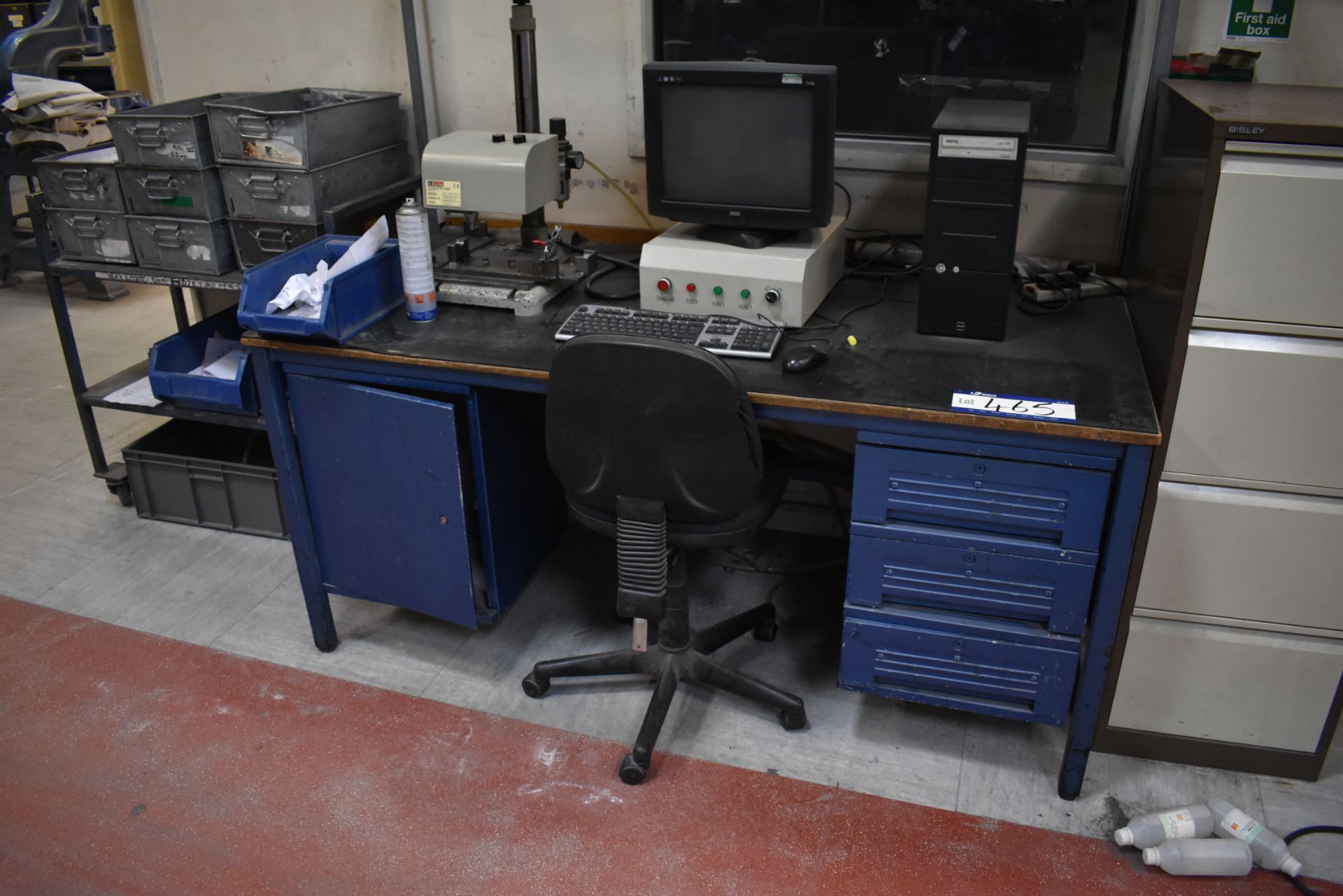 Steel Framed Desk with Light Canopy and Typist Chair