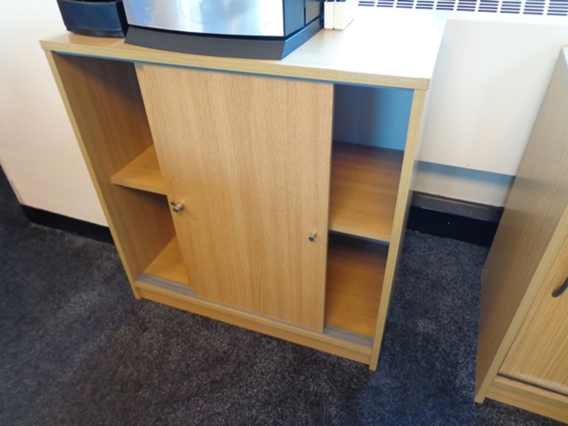 Two Light Oak Veneered Low Double Door Cupboards - Image 2 of 2