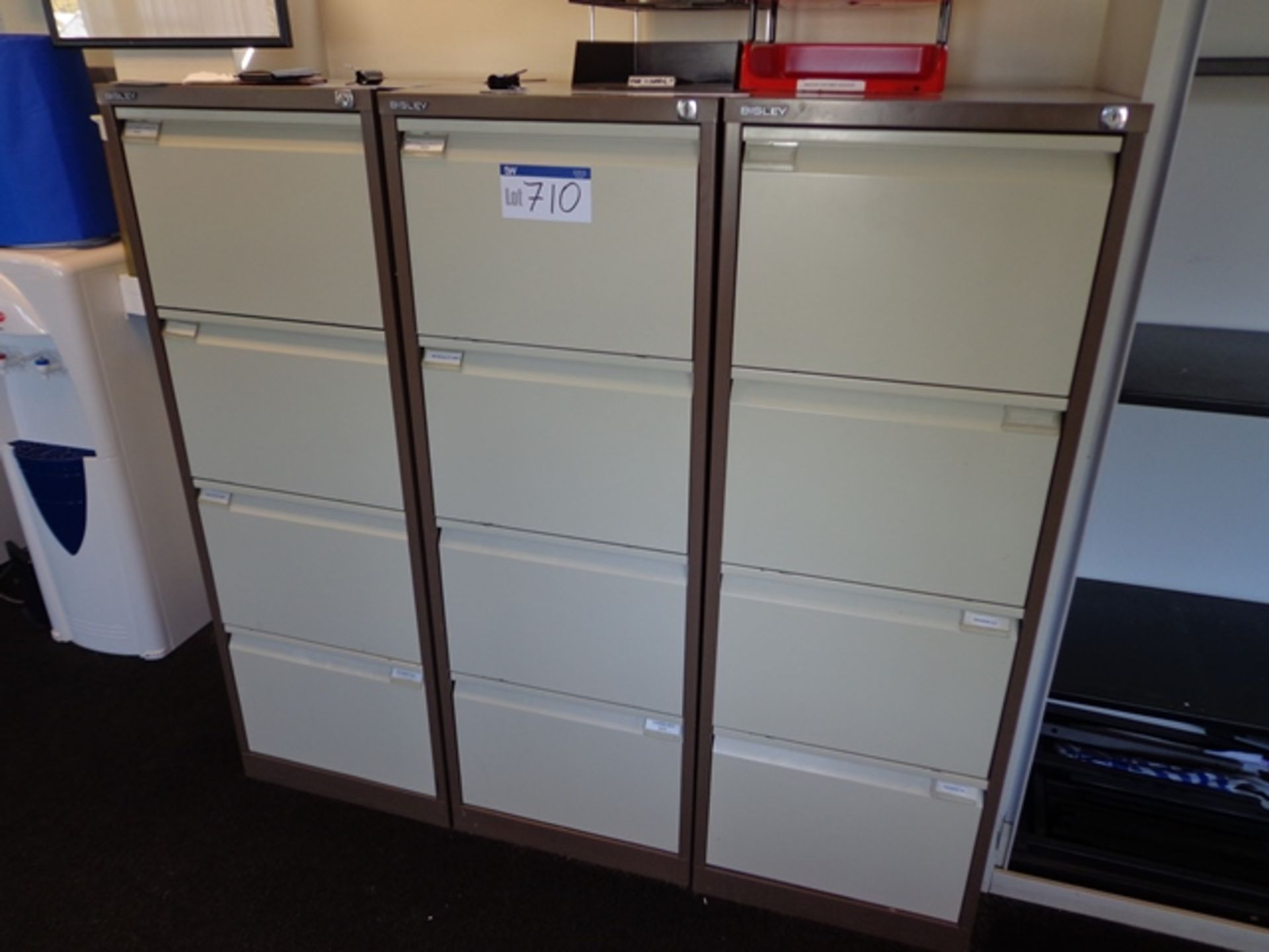 Three Bisley 4 Drawer Metal Filing Cabinets