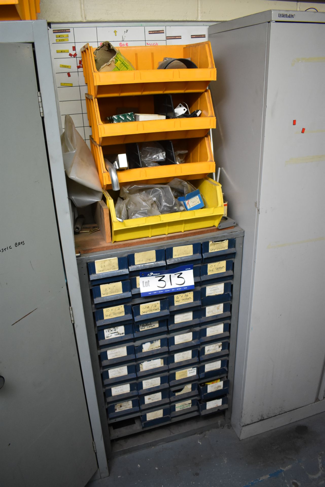 Metal 36 Drawer Unit and Contents of Screws