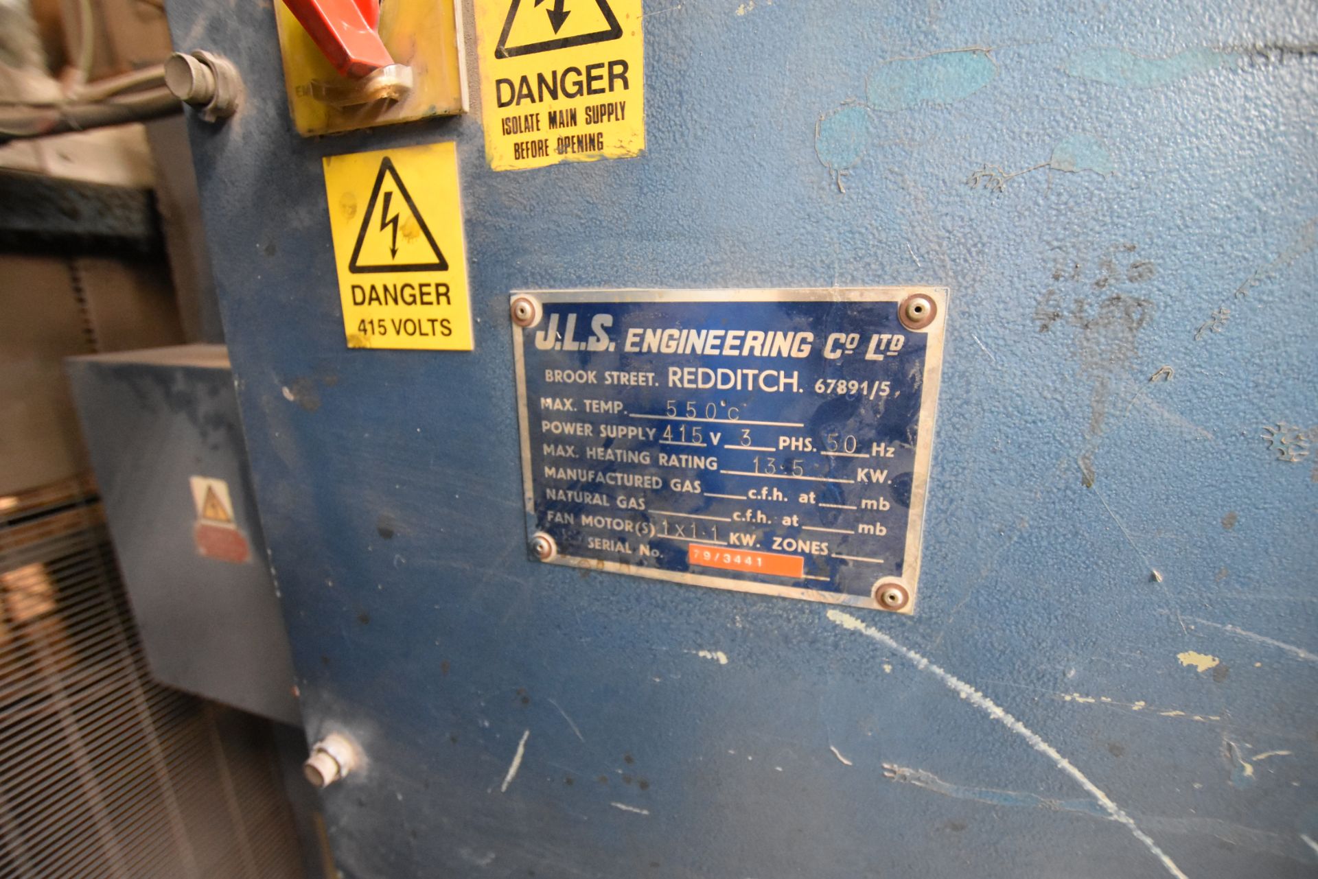 JLS Engineering Electric Batch Type Heat Treatment Oven, 550⁰c max temp, serial number: 79/3441 - Image 2 of 3