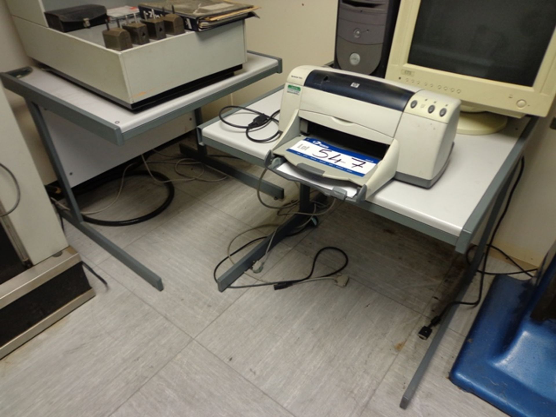 Grey Melamine Desk and Two Side Stations - Image 2 of 2