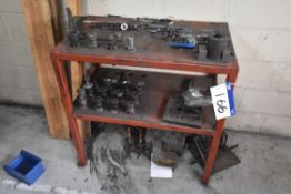 Quantity of Tool Holders c/w Steel Framed Bench and Tool Clamp