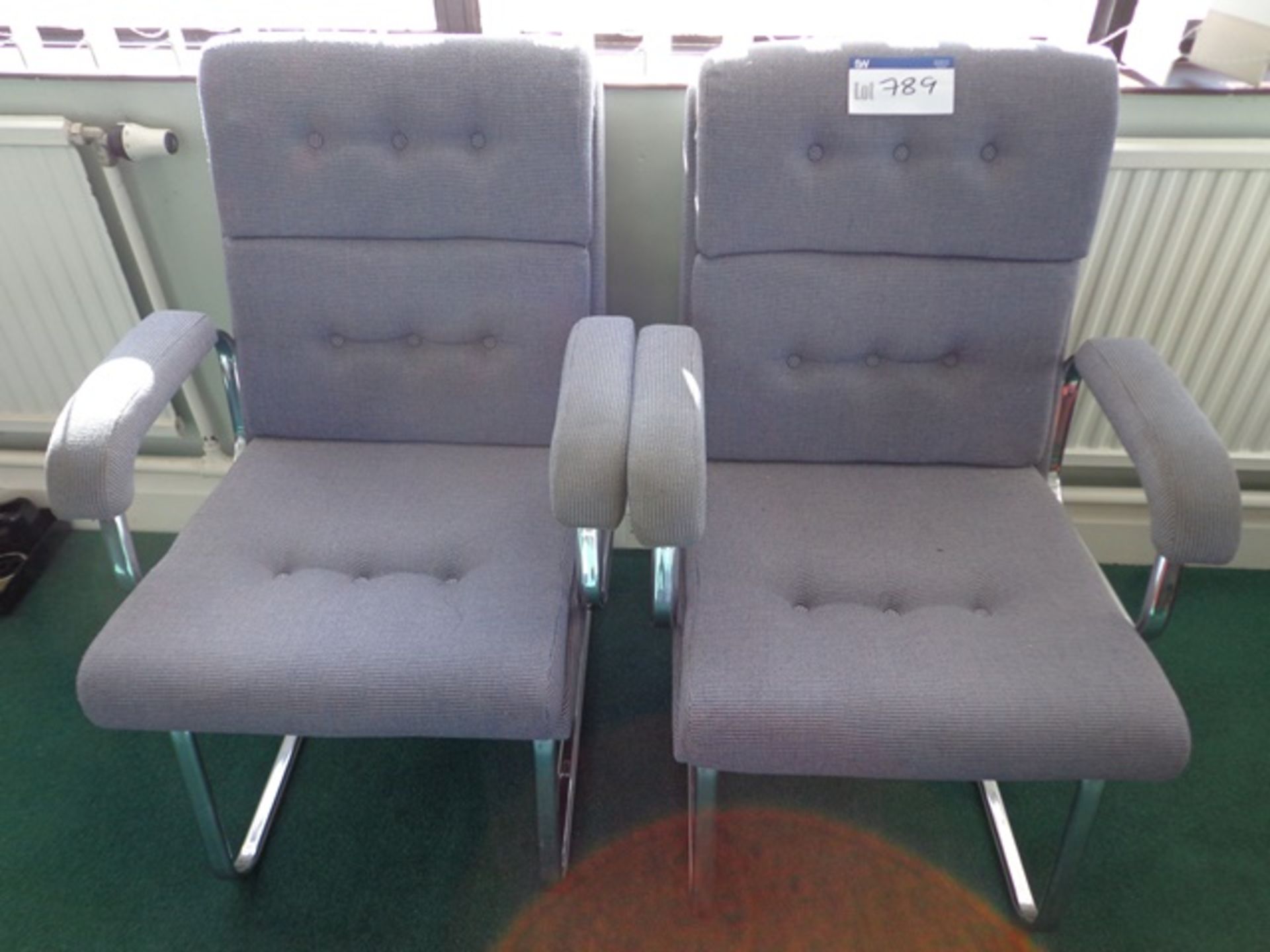 Three Grey Upholstered Office Armchairs