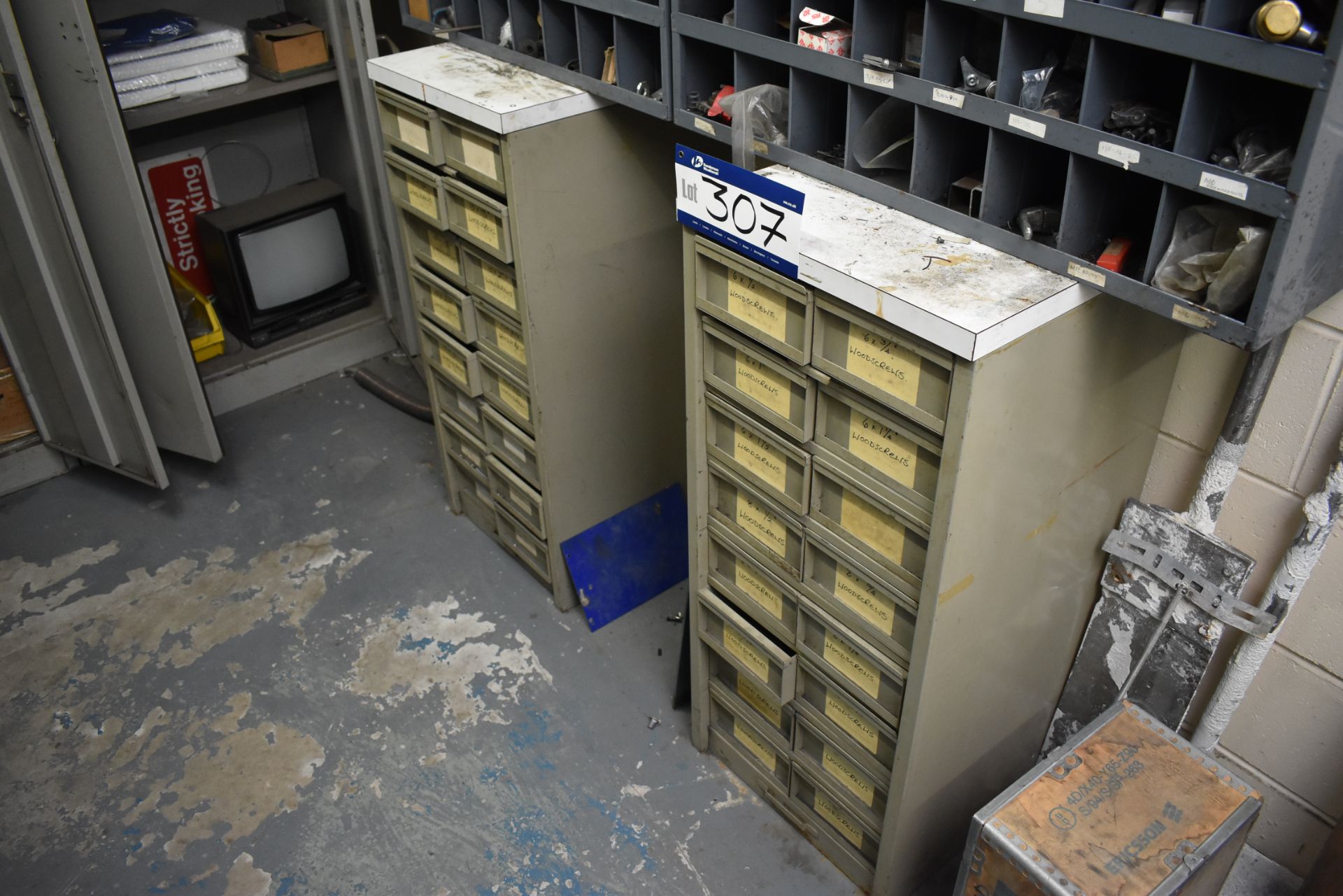 Two 16 Drawer Units and Contents of Woodscrews