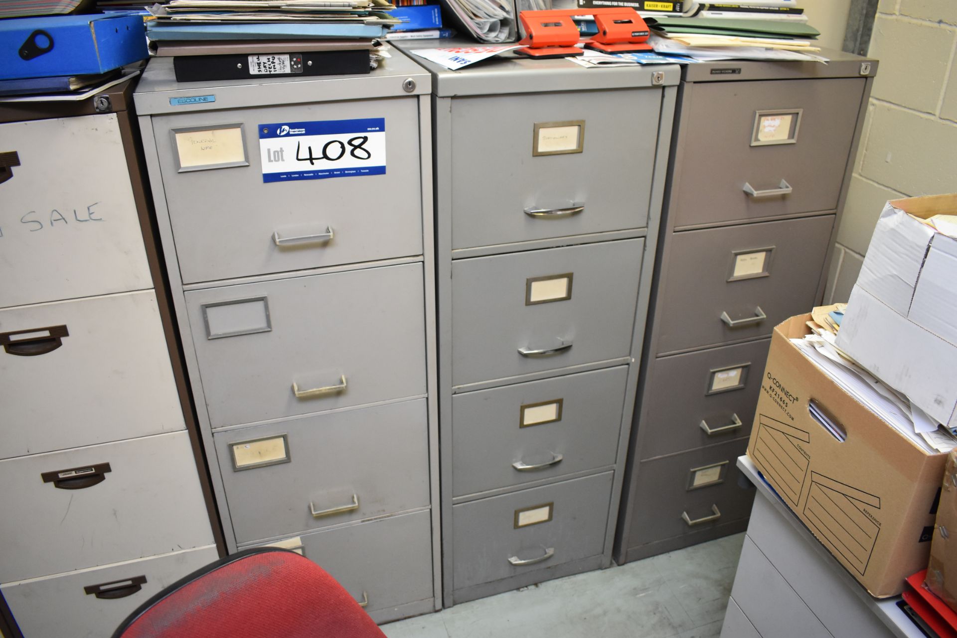 Five Metal 4 Drawer Filing Cabinets