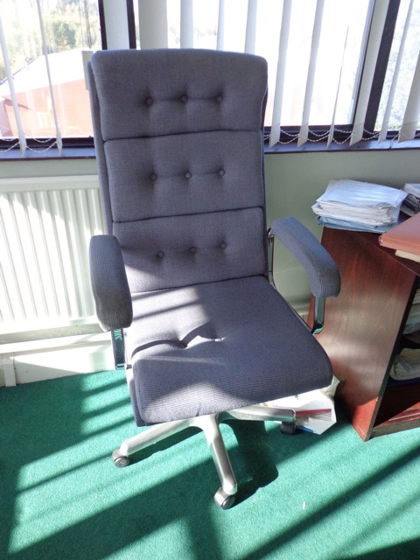 Three Grey Upholstered Office Armchairs - Image 2 of 2