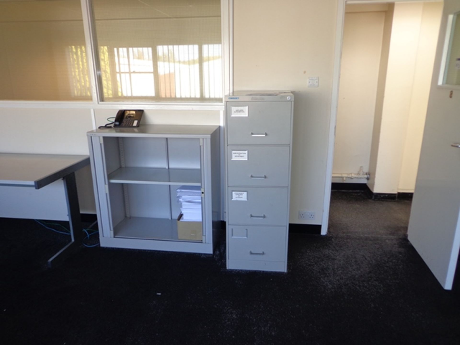 Contents to Office inc Five Grey Melamine Desks, Two Pedestals, Four Drawer Filing Cabinets, Two - Image 2 of 3