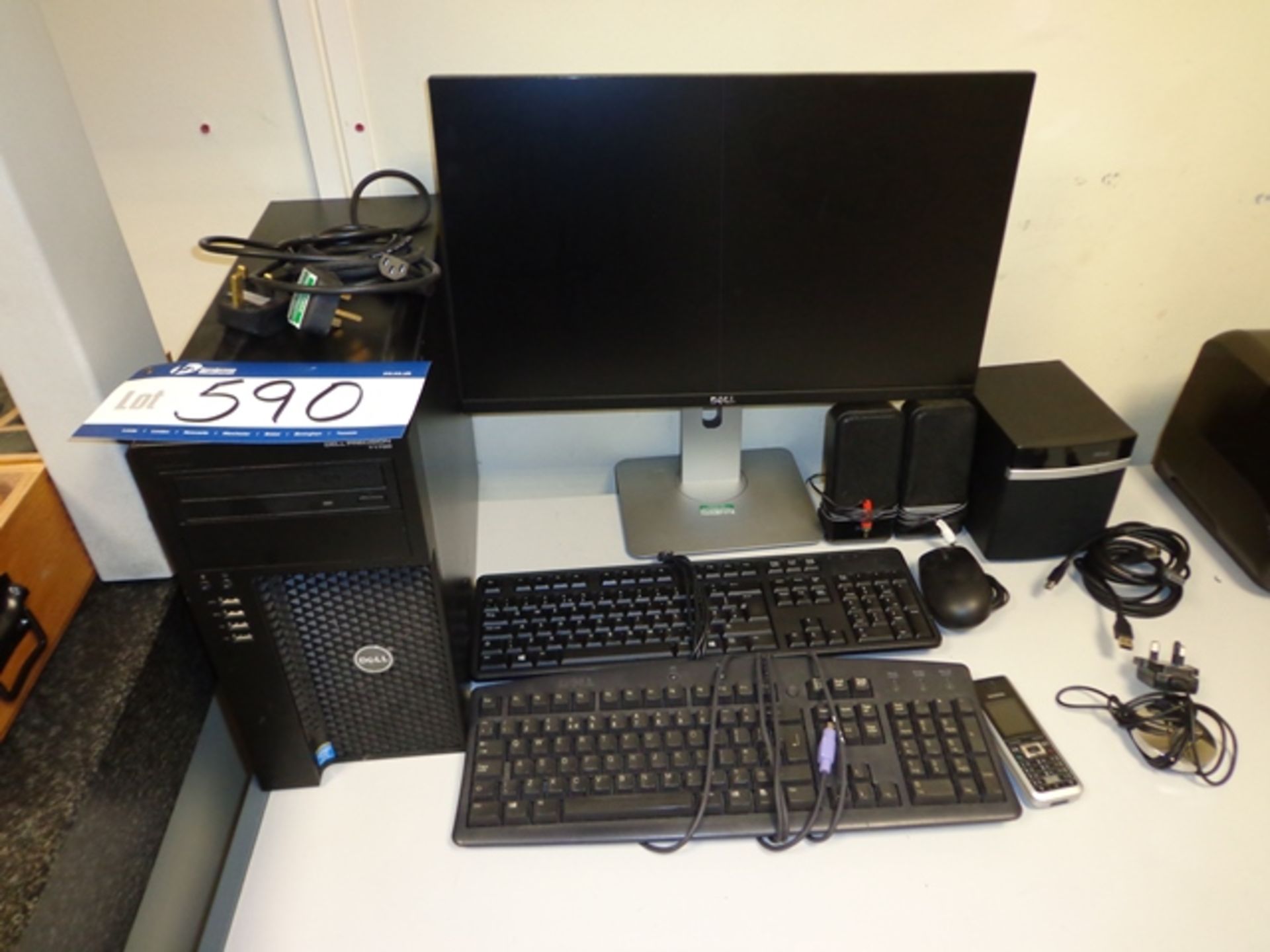 Dell Precision T1700 Desktop Personal Computer, Dell Monitor, Two Keyboards, Mouse and Speakers (