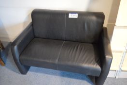 Two Seat Leather Effect Settee (Please note this item is located at 1 Mosley Road, Stretford,