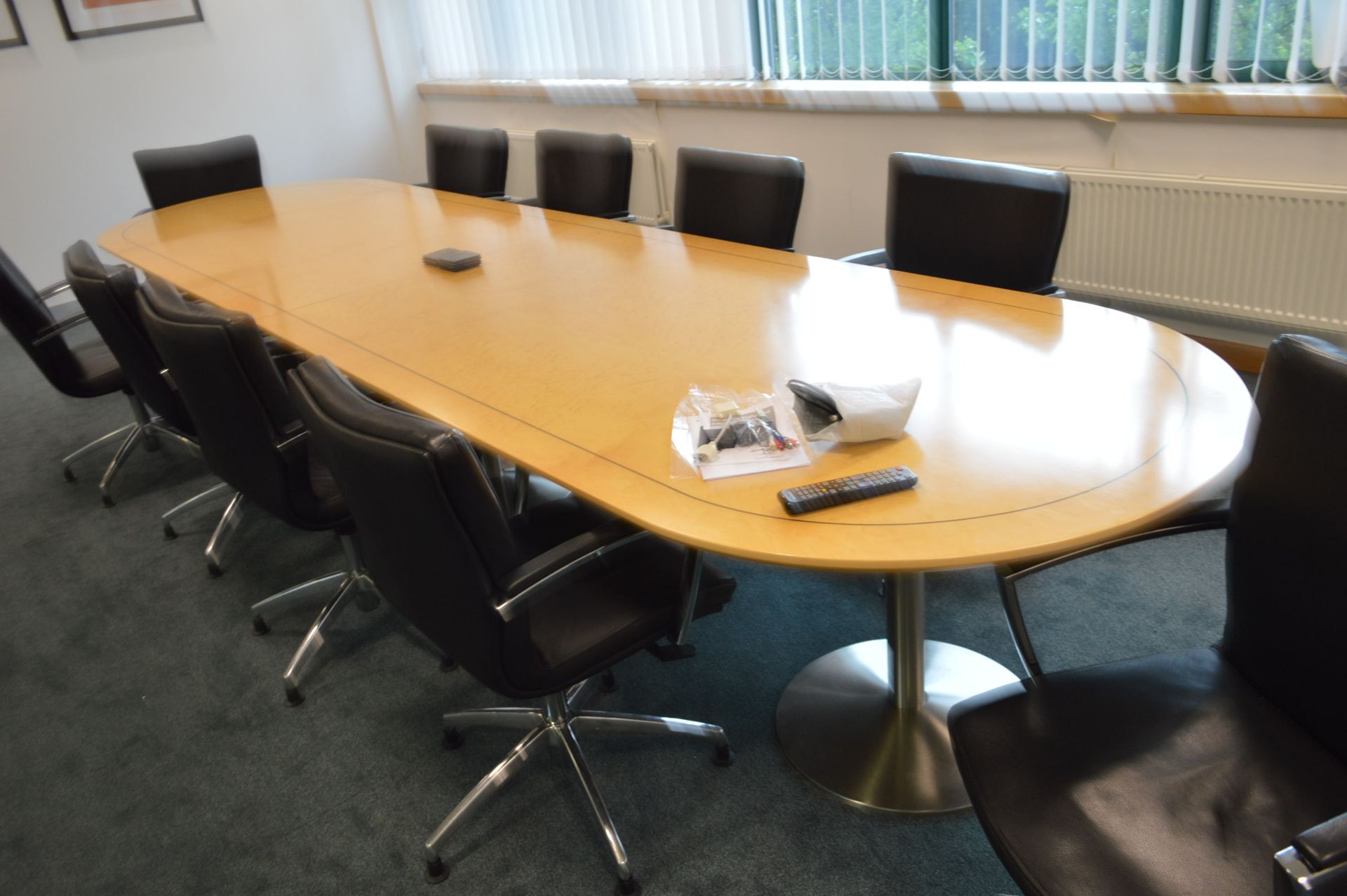 WOOD BOARDROOM TABLE, approx. 4.5m x 1.2m (Please note this item is located at Avocado Court, 3 - Image 2 of 2
