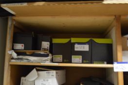 Assorted Boxes of Envelopes, on two shelves of rack including bright coloured (Please note this item