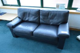 Black Leather Settee (Please note this item is located at Avocado Court, 3 Commerce Way, off
