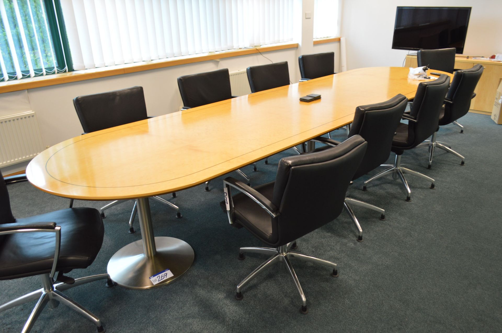 WOOD BOARDROOM TABLE, approx. 4.5m x 1.2m (Please note this item is located at Avocado Court, 3