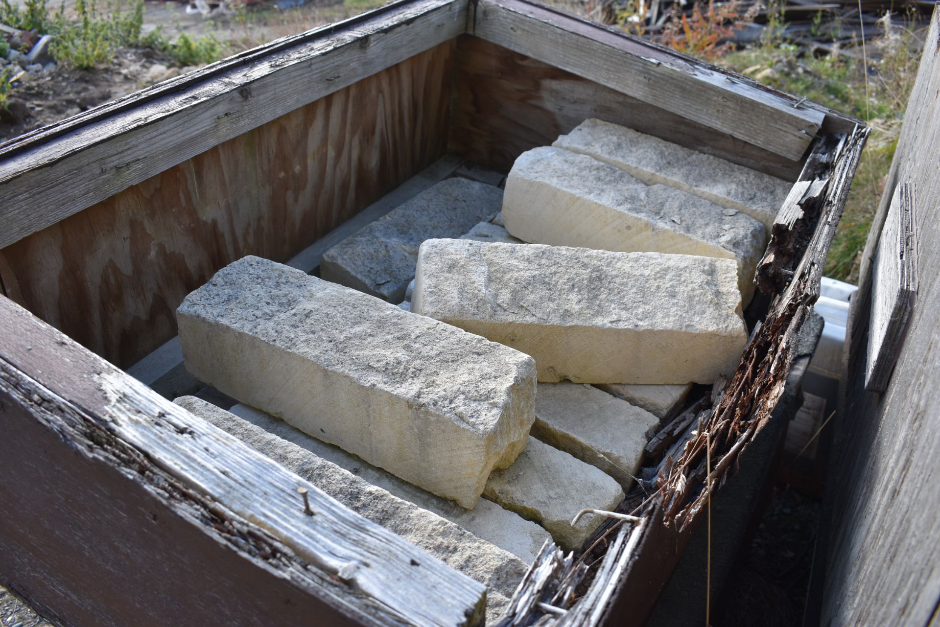 Six Wooden Crates, containing quantity of stone blocks
