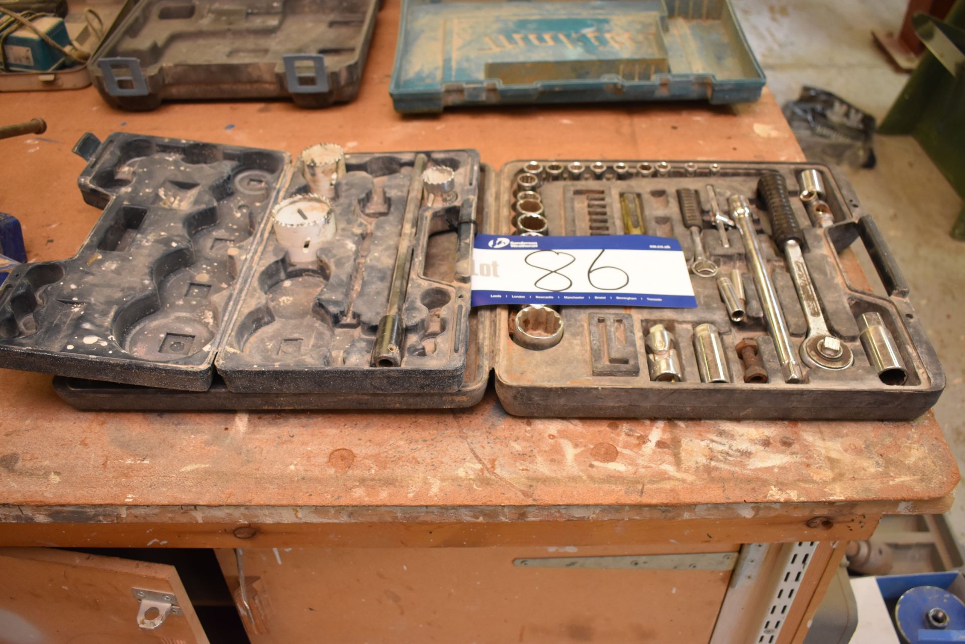 Socket Set & Hole Saws, as set out in cases