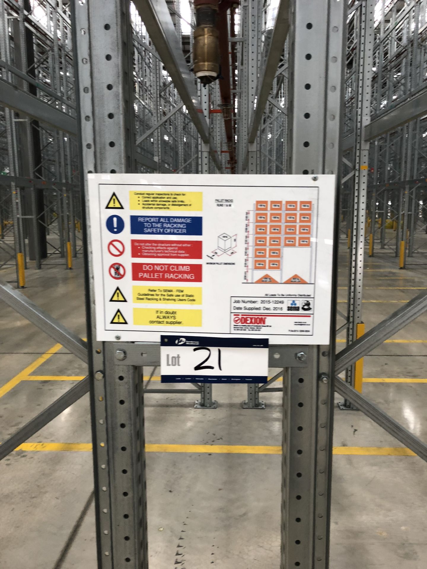 72 Bays of Dexion 13m 6 Tier HIGH BAY GALVANISED BOLTLESS STEEL PALLET RACKING (2016) comprising: 74 - Image 2 of 2