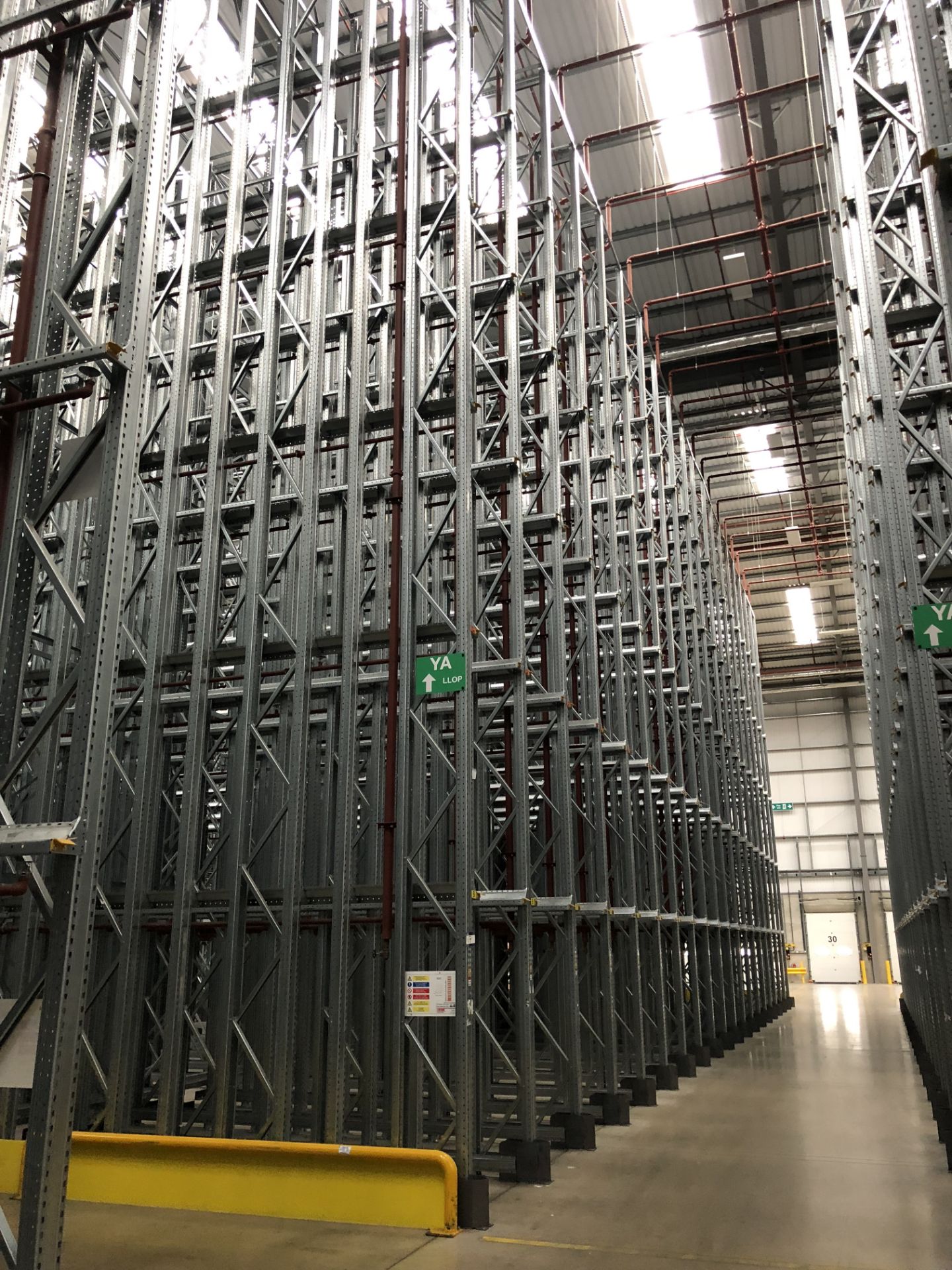 19 Bays of Dexion 13m 5 Tier HIGH BAY BOLTLESS STEEL DRIVE IN PALLET RACKING (2016) Pallet Width