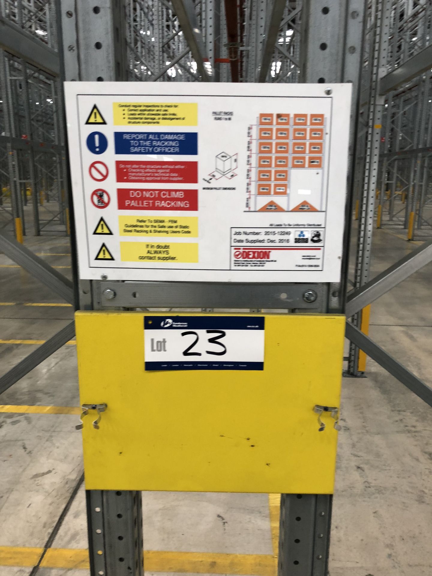 72 Bays of Dexion 13m 6 Tier HIGH BAY GALVANISED BOLTLESS STEEL PALLET RACKING (2016) comprising: 74 - Bild 2 aus 2