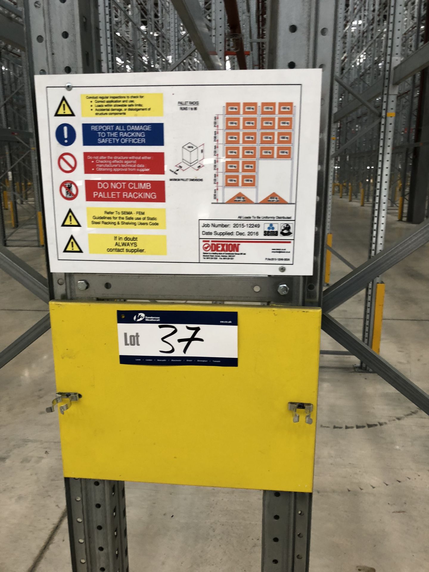 72 Bays of Dexion 13m 6 Tier HIGH BAY GALVANISED BOLTLESS STEEL PALLET RACKING (2016) comprising: 74 - Bild 2 aus 2