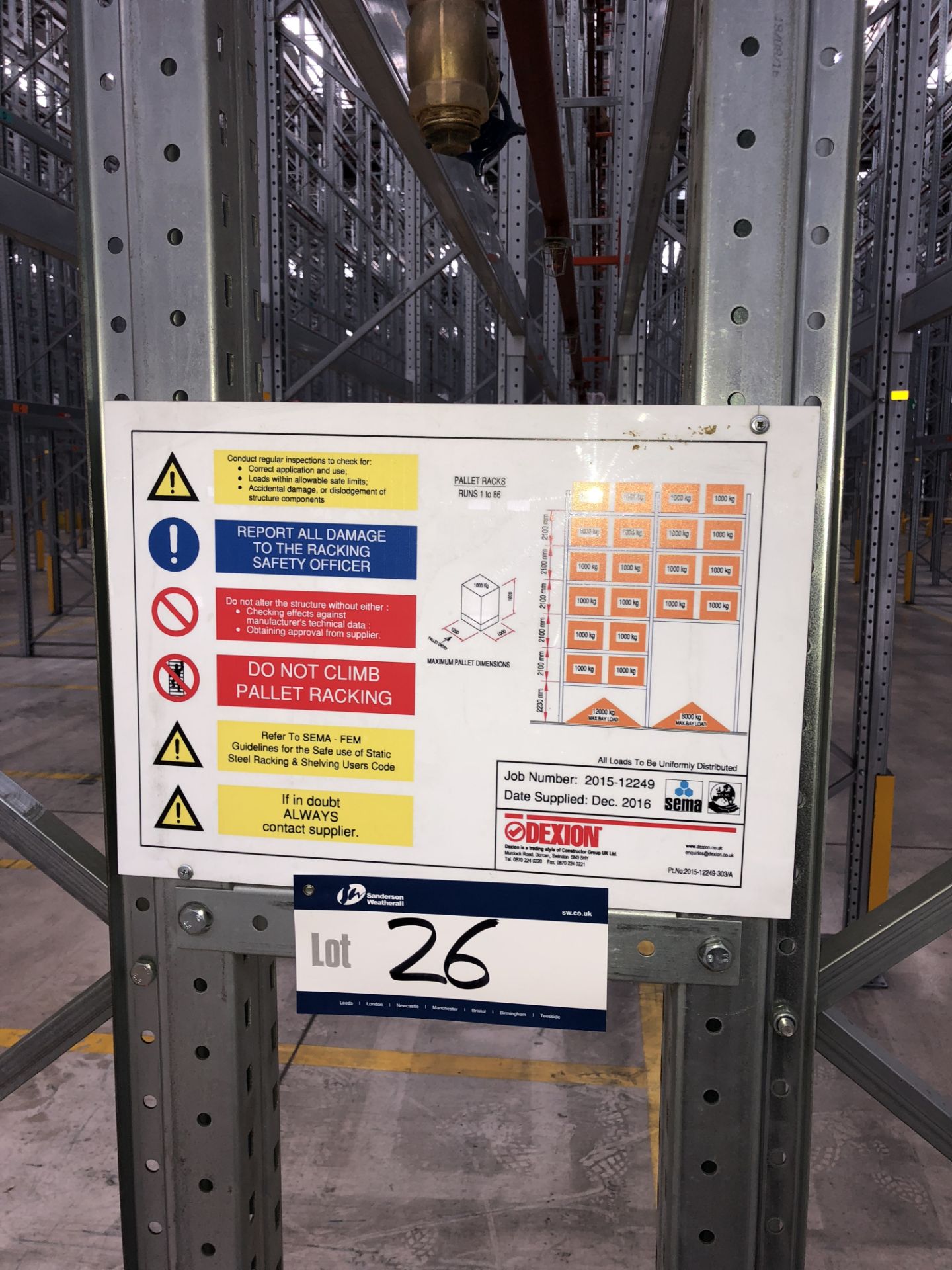 72 Bays of Dexion 13m 6 Tier HIGH BAY GALVANISED BOLTLESS STEEL PALLET RACKING (2016) comprising: 74 - Bild 2 aus 2