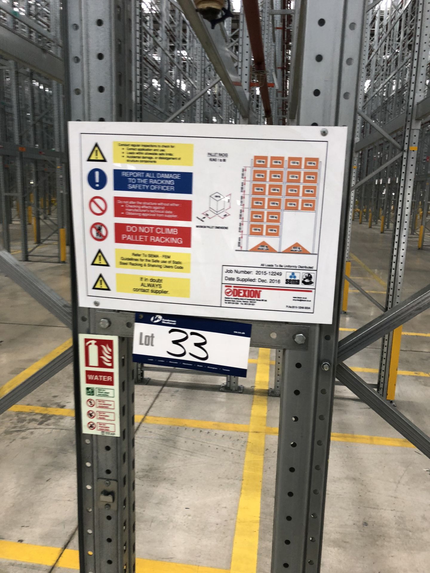 72 Bays of Dexion 13m 6 Tier HIGH BAY GALVANISED BOLTLESS STEEL PALLET RACKING (2016) comprising: 74 - Image 2 of 2