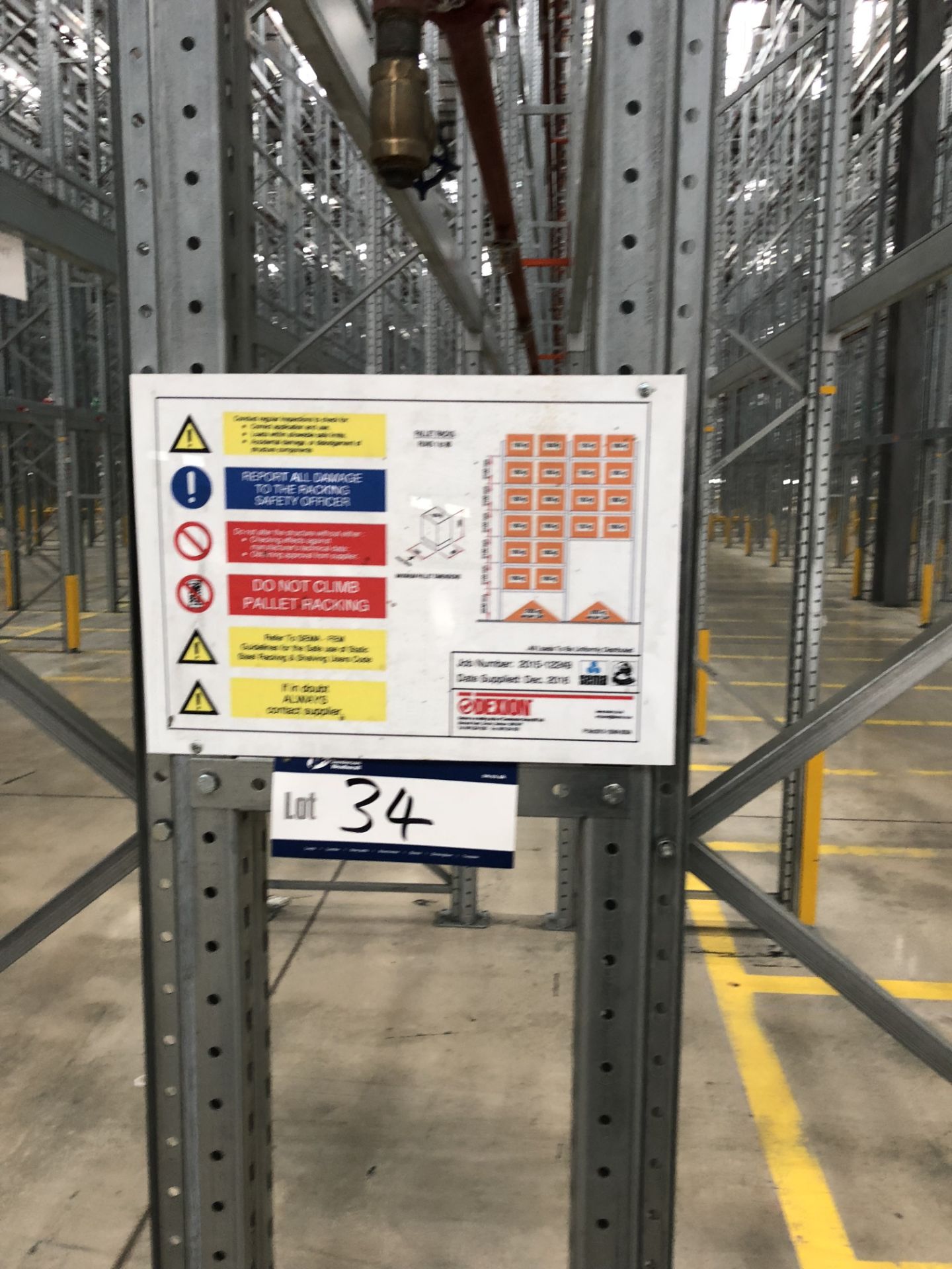 72 Bays of Dexion 13m 6 Tier HIGH BAY GALVANISED BOLTLESS STEEL PALLET RACKING (2016) comprising: 74 - Bild 2 aus 2