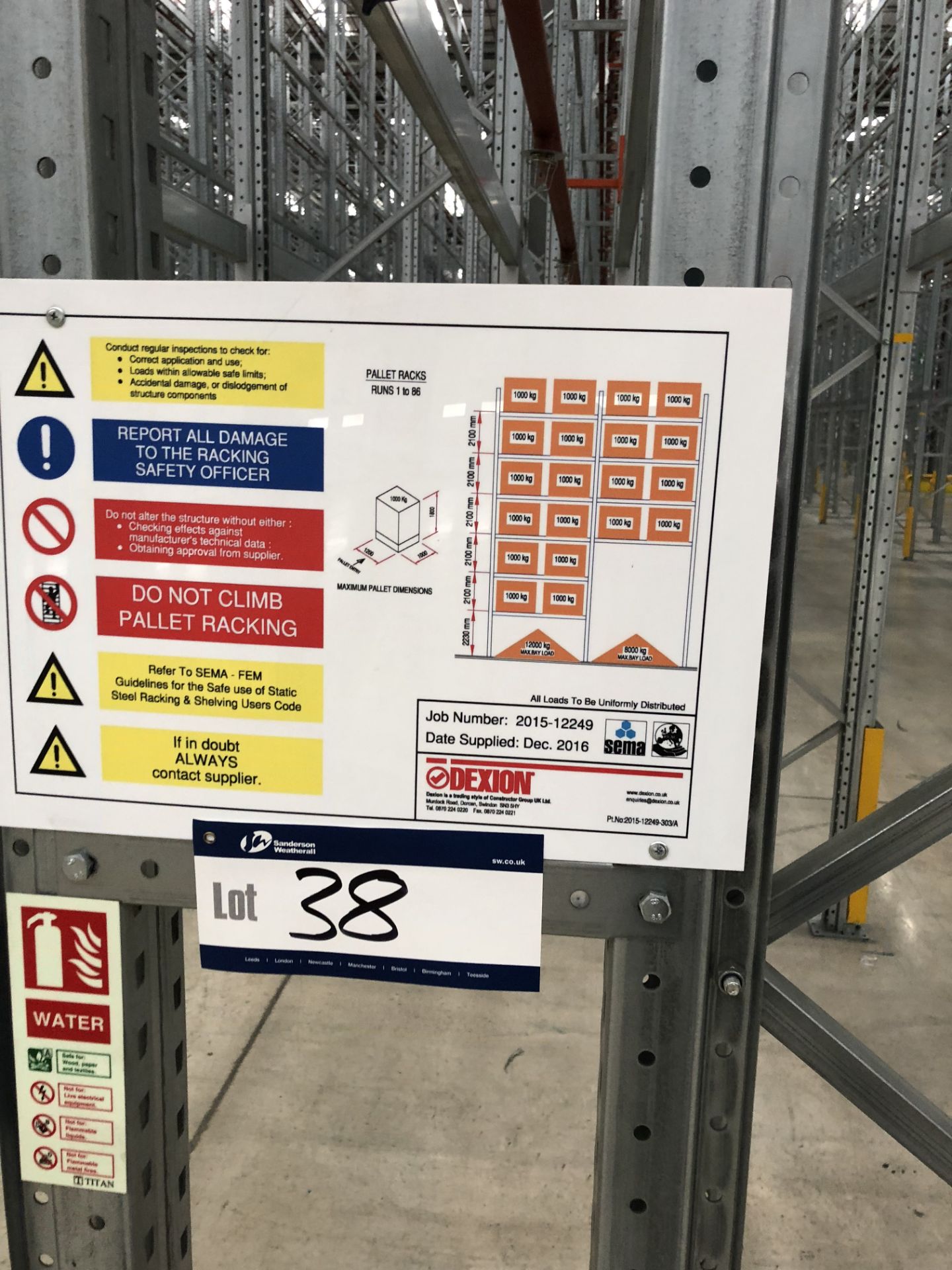 72 Bays of Dexion 13m 6 Tier HIGH BAY GALVANISED BOLTLESS STEEL PALLET RACKING (2016) comprising: 74 - Bild 2 aus 2