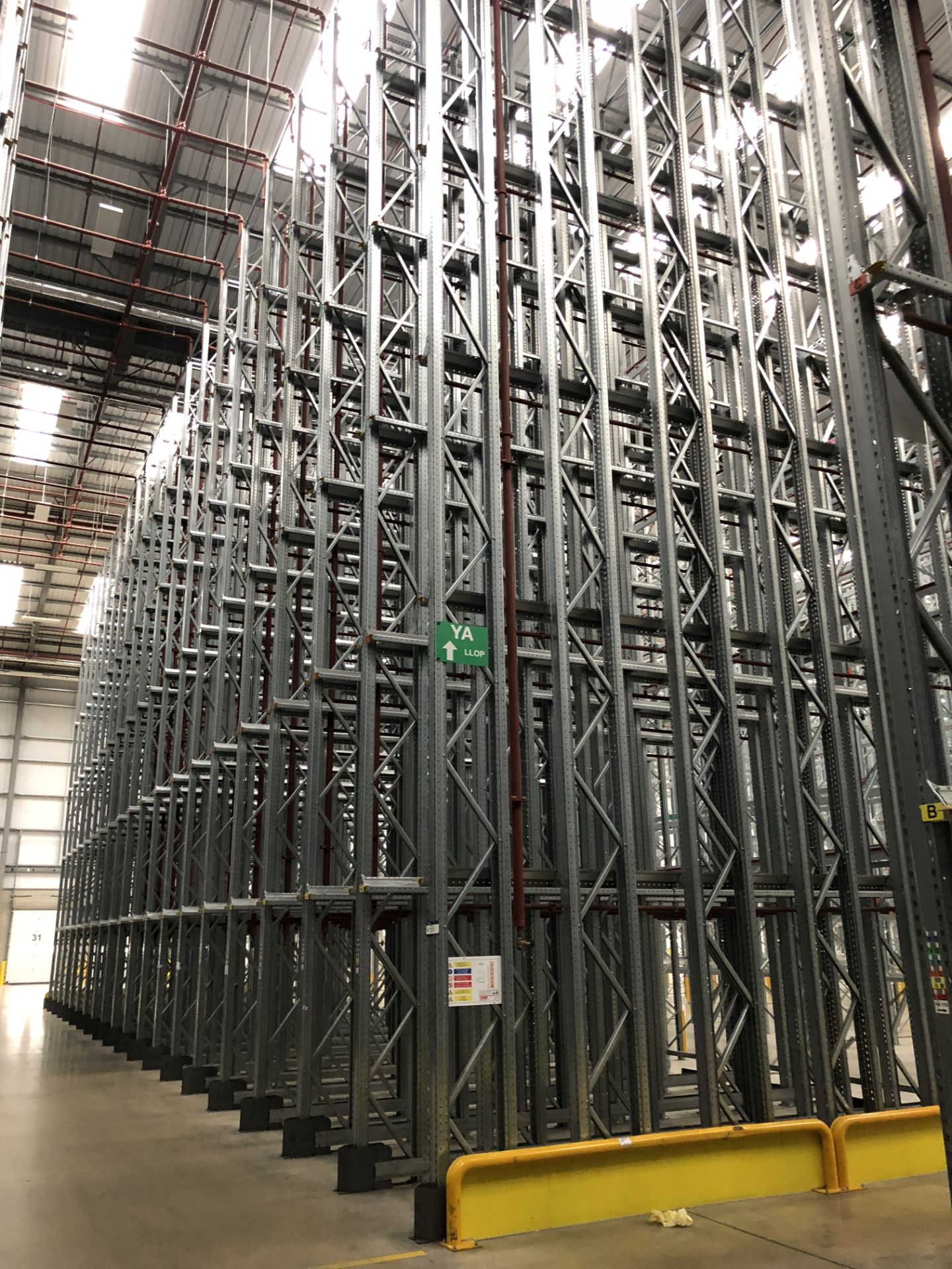 19 Bays of Dexion 13m 5 Tier HIGH BAY BOLTLESS STEEL DRIVE IN PALLET RACKING (2016) Pallet Width