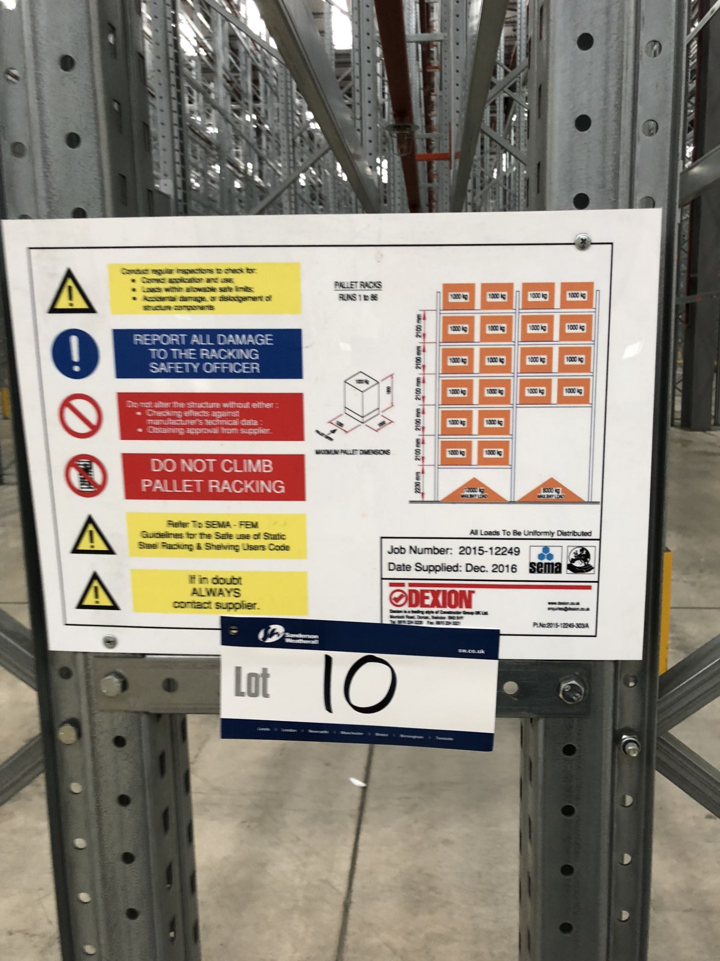 72 Bays of Dexion 13m 6 Tier HIGH BAY GALVANISED BOLTLESS STEEL PALLET RACKING (2016) comprising: 74 - Bild 2 aus 2