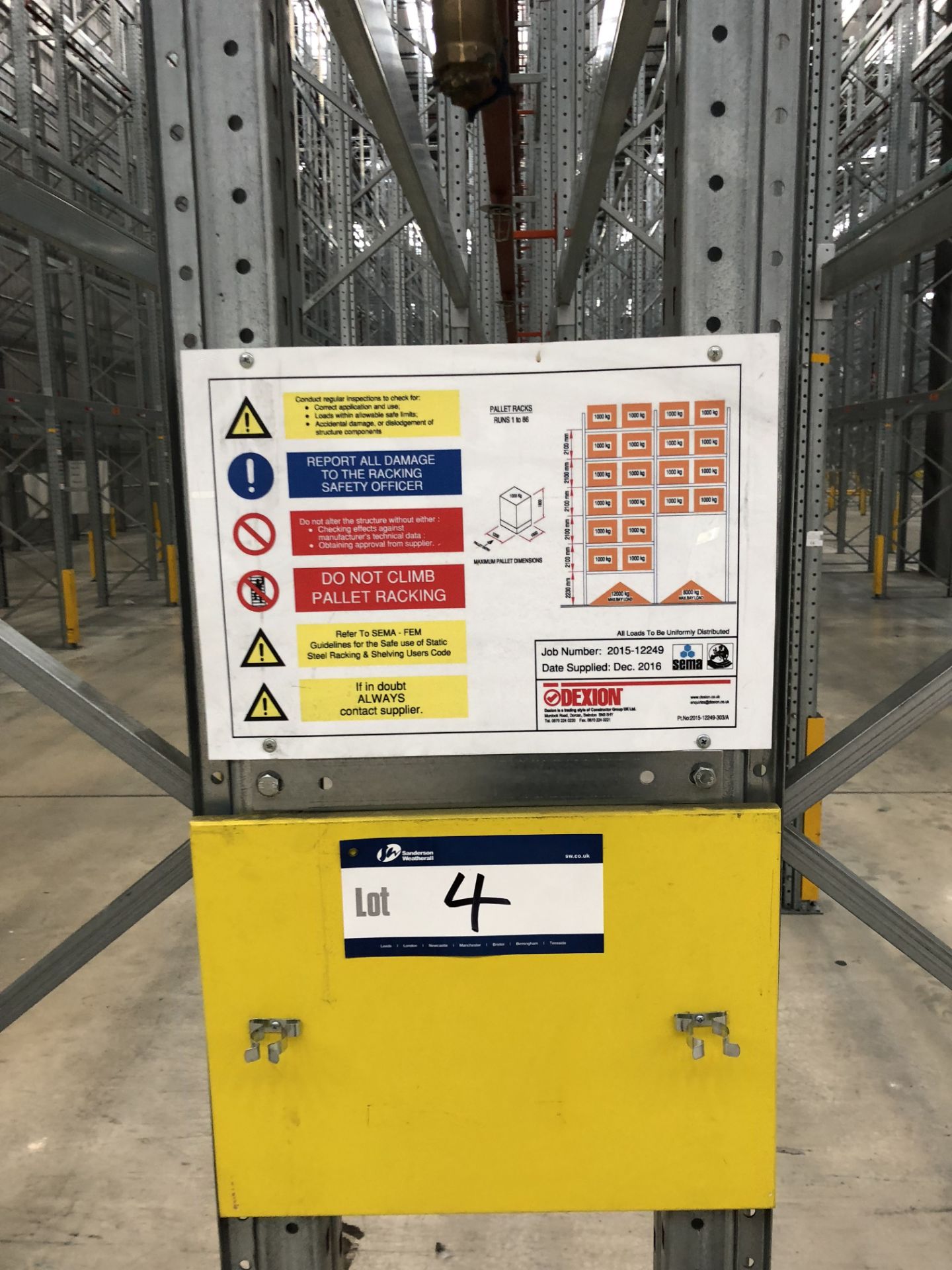 72 Bays of Dexion 13m 6 Tier HIGH BAY GALVANISED BOLTLESS STEEL PALLET RACKING (2016) comprising: 74 - Image 2 of 2