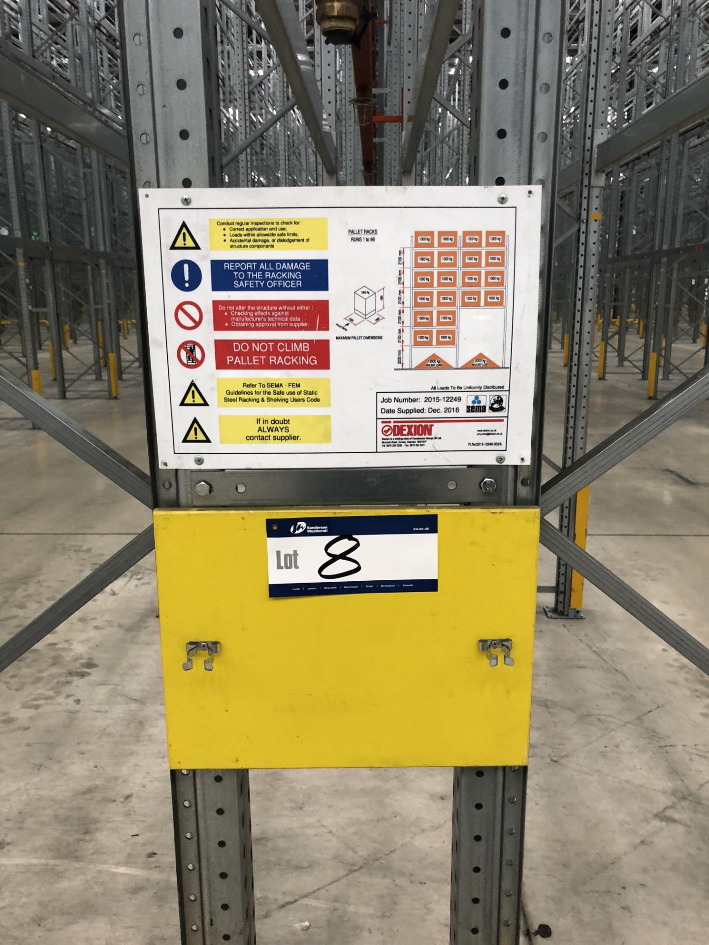 72 Bays of Dexion 13m 6 Tier HIGH BAY GALVANISED BOLTLESS STEEL PALLET RACKING (2016) comprising: 74 - Image 2 of 2