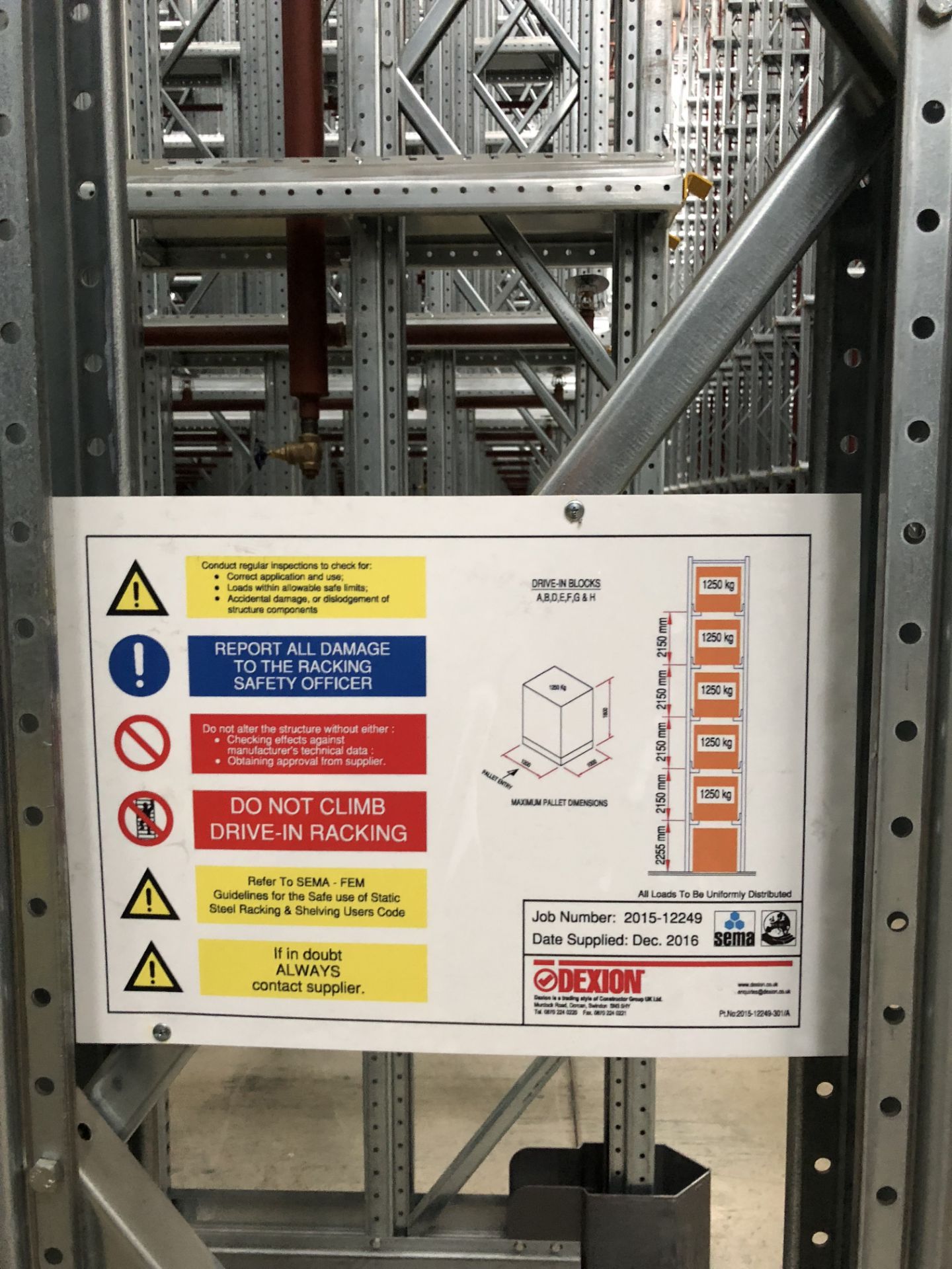 21 Bays of Dexion 13m 5 Tier HIGH BAY BOLTLESS STEEL DRIVE IN PALLET RACKING (2016) Pallet Width - Bild 2 aus 3