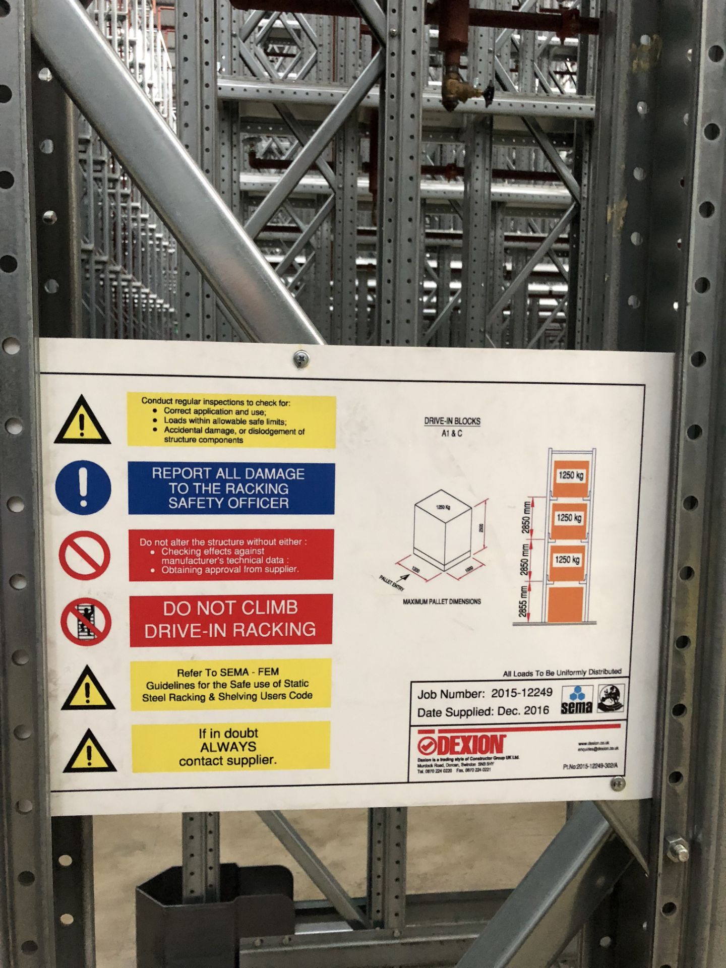 20 Bays of Dexion 13m 3 Tier HIGH BAY BOLTLESS STEEL DRIVE IN PALLET RACKING (2016) Pallet Width - Bild 3 aus 3