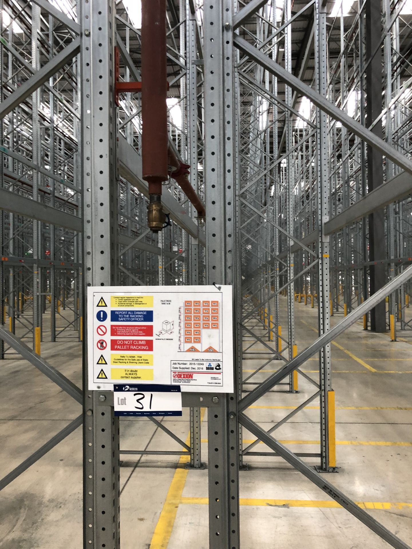 72 Bays of Dexion 13m 6 Tier HIGH BAY GALVANISED BOLTLESS STEEL PALLET RACKING (2016) comprising: 74 - Image 2 of 2