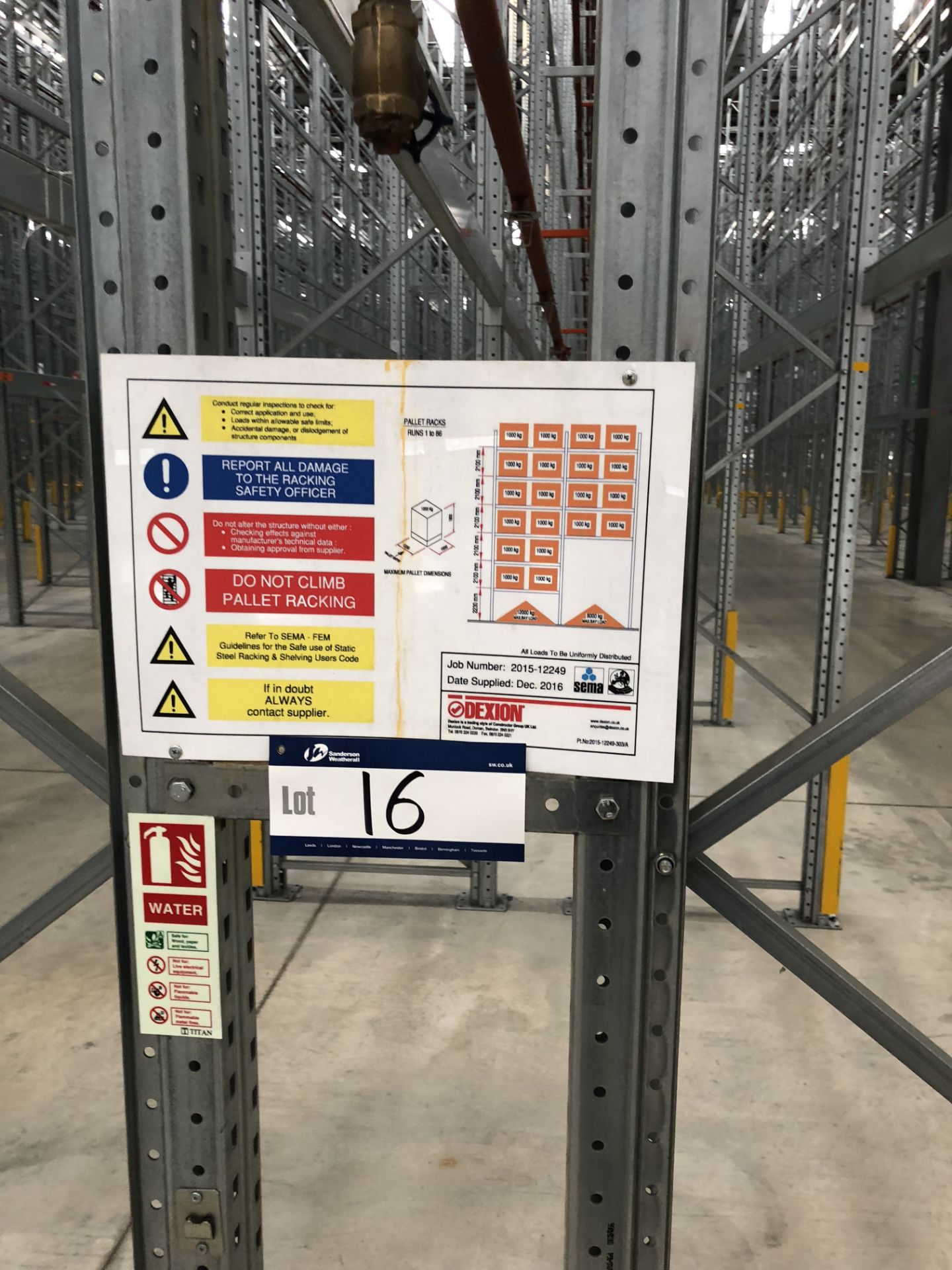 72 Bays of Dexion 13m 6 Tier HIGH BAY GALVANISED BOLTLESS STEEL PALLET RACKING (2016) comprising: 74 - Bild 2 aus 2