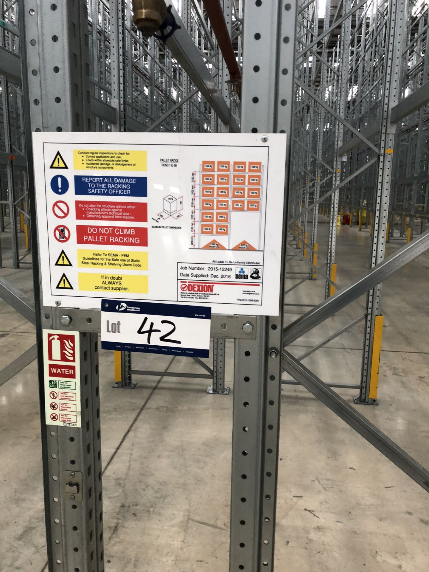 72 Bays of Dexion 13m 6 Tier HIGH BAY GALVANISED BOLTLESS STEEL PALLET RACKING (2016) comprising: 74 - Bild 2 aus 2