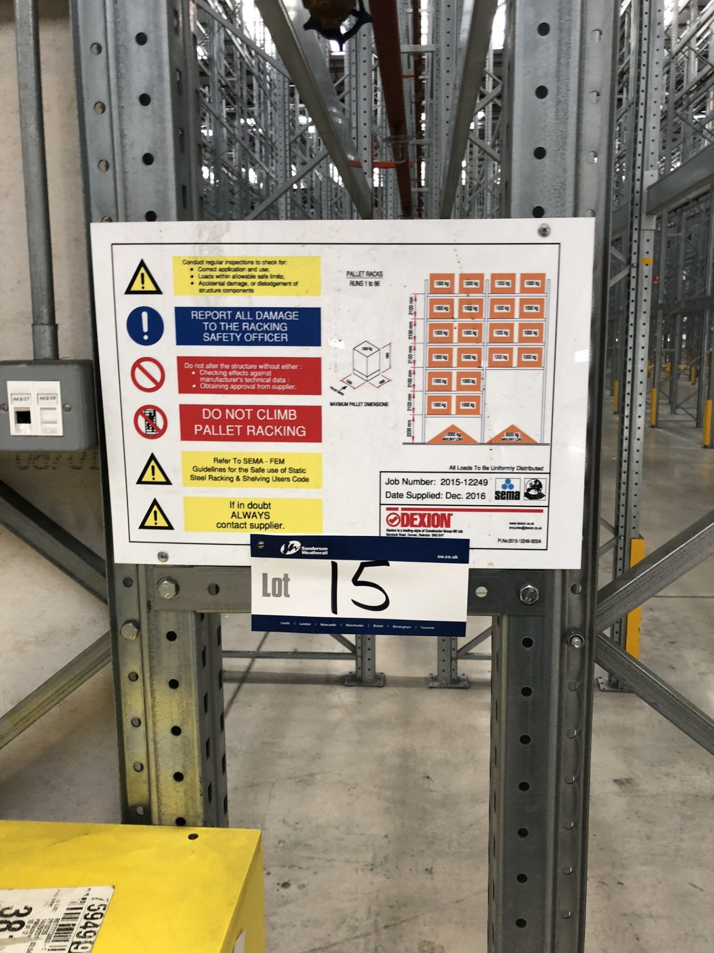 72 Bays of Dexion 13m 6 Tier HIGH BAY GALVANISED BOLTLESS STEEL PALLET RACKING (2016) comprising: 74 - Bild 2 aus 2