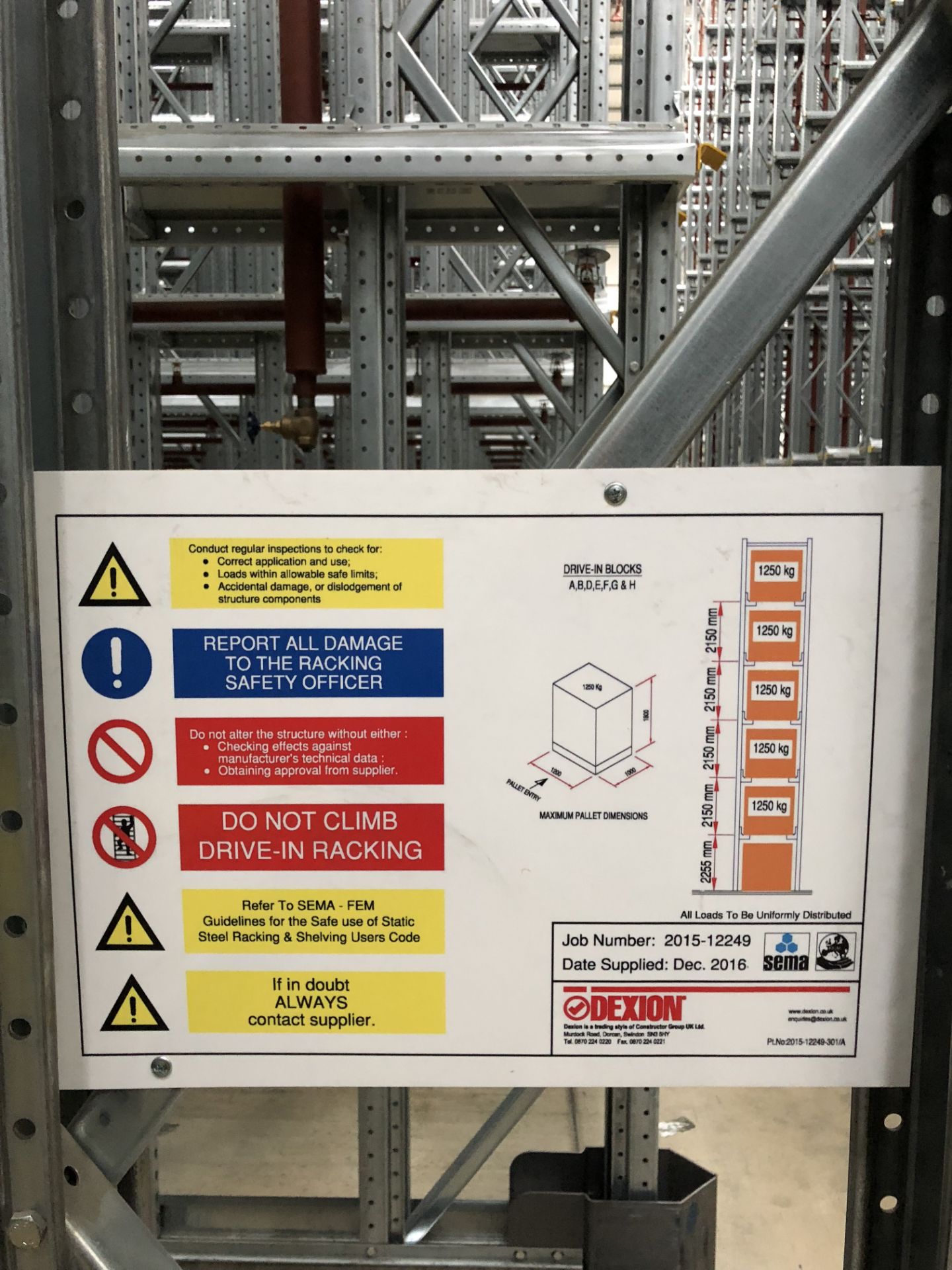 19 Bays of Dexion 13m 5 Tier HIGH BAY BOLTLESS STEEL DRIVE IN PALLET RACKING (2016) Pallet Width - Bild 2 aus 3