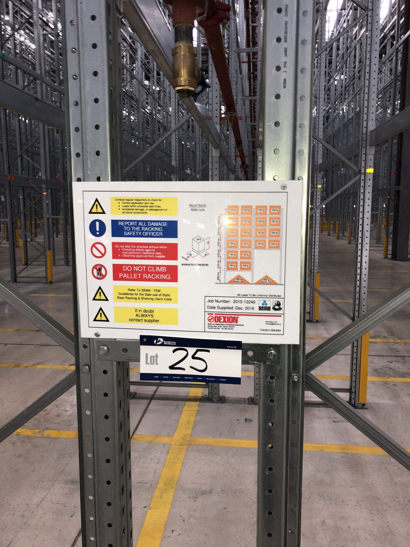 72 Bays of Dexion 13m 6 Tier HIGH BAY GALVANISED BOLTLESS STEEL PALLET RACKING (2016) comprising: 74 - Image 2 of 2