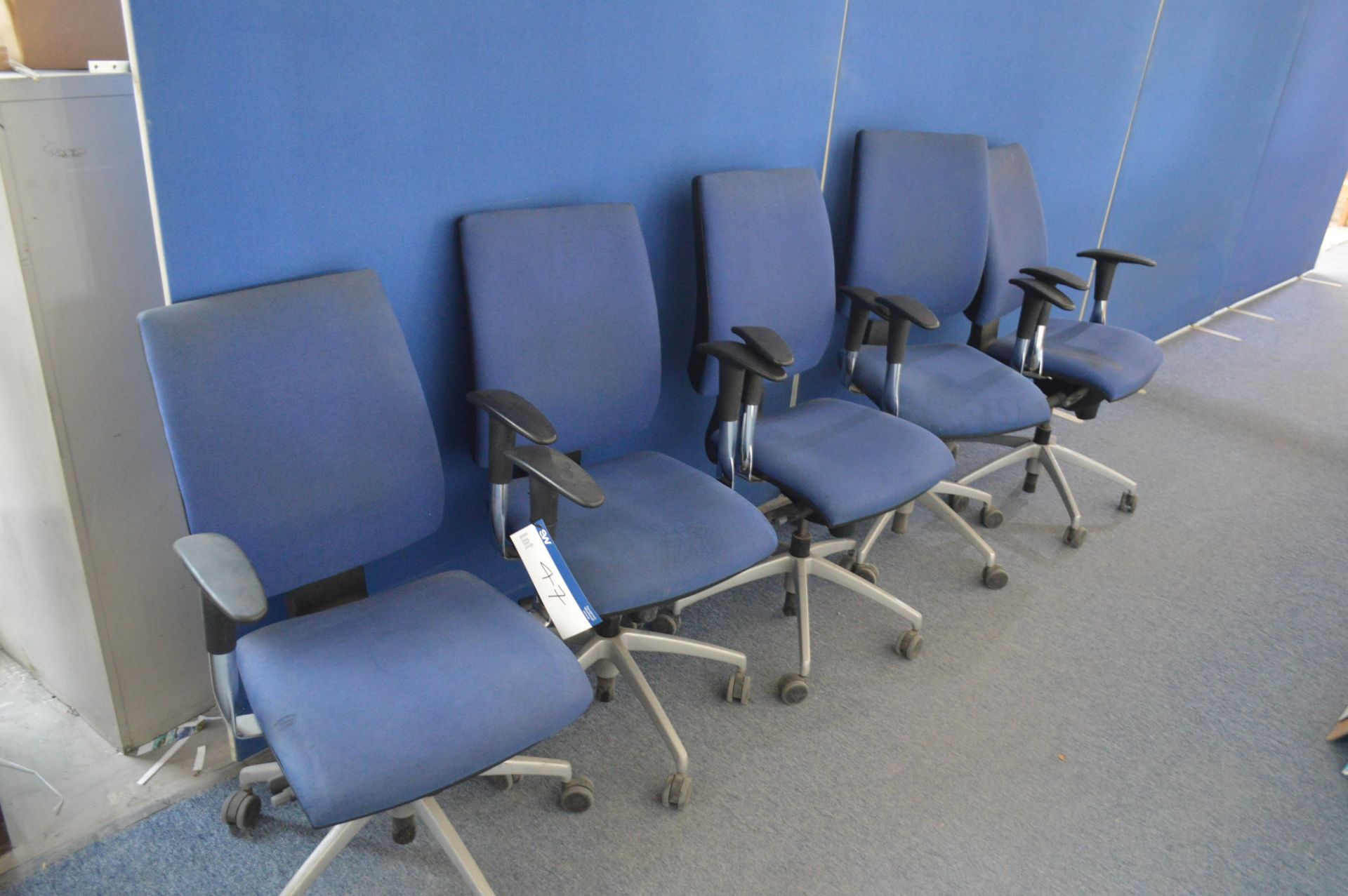 Five Blue Fabric Upholstered Swivel Armchairs * PLEASE NOTE THIS LOT MUST BE CLEARED BY 4pm FRIDAY