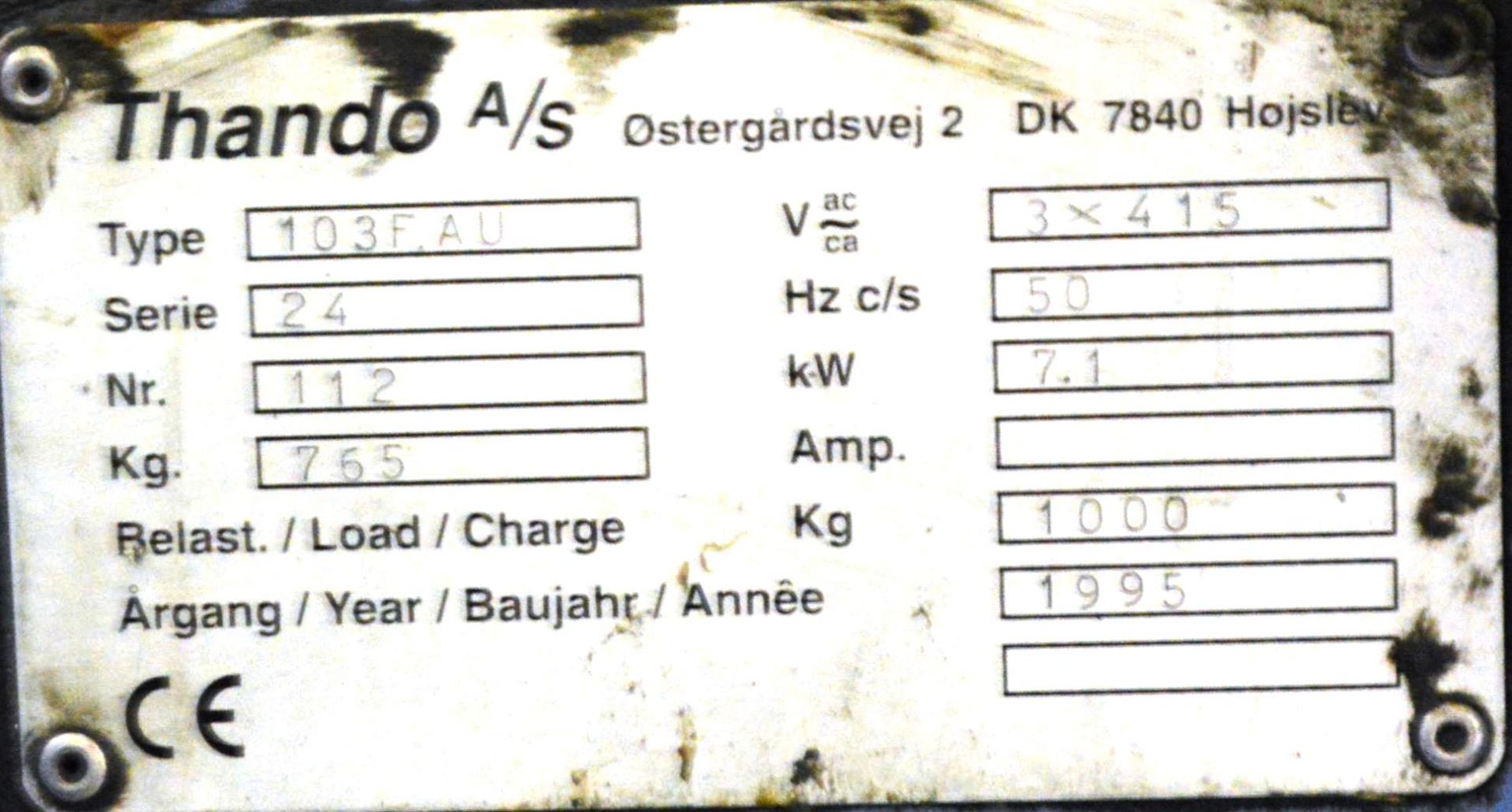 Thando 103F.AU B1 PILE TURNER, serial no. 24, nr112, 765kg, 3 x 415v, year of manufacture 1995 - Bild 5 aus 5